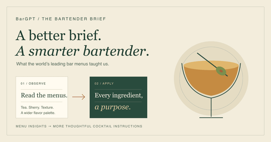 From cocktail menu observations to a better bartender brief and a thoughtfully composed drink