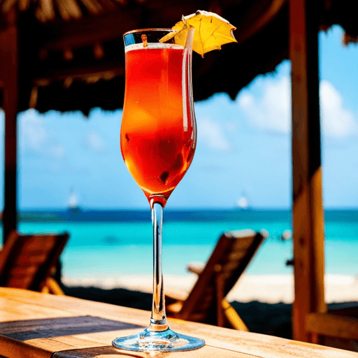 1. Polynesian Sunset, Tropical sunset cocktail with dark rum and