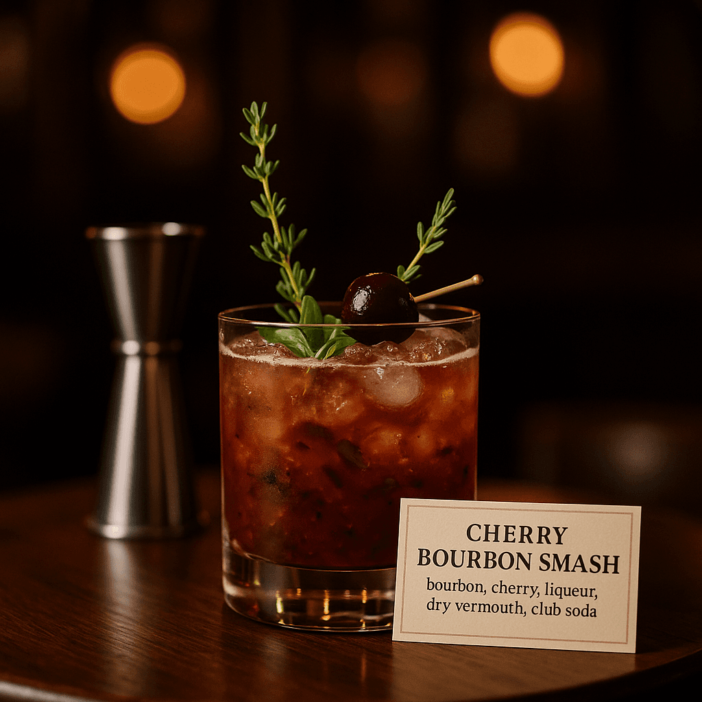 Cherry Herb Bourbon Fizz