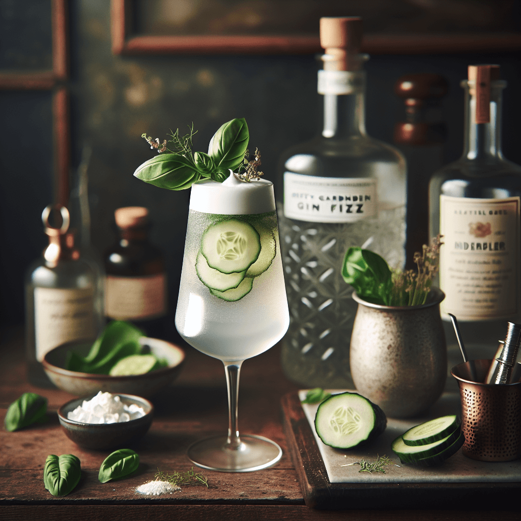 Misty Garden Gin Fizz, Botanical gin cocktail with cucumber and herbal ...