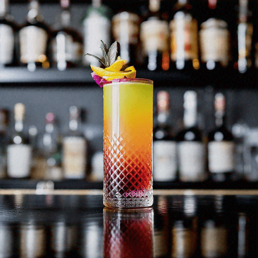 Passionate Mirage, Vibrant cocktail with triple sec, passionfruit syrup