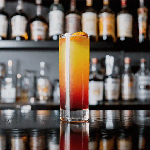Sunset Whisper, Luxurious bacon fatwashed bourbon cocktail with smoky notes
