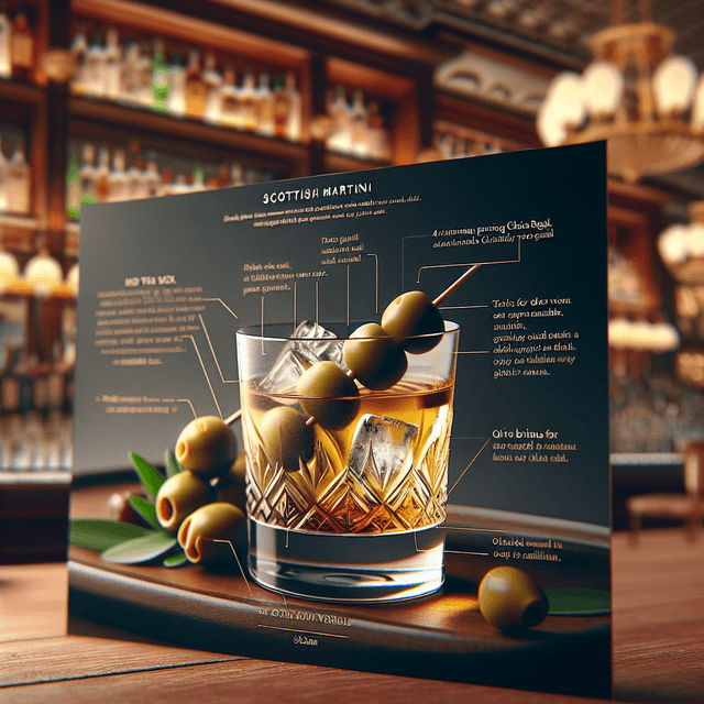 The Scottish Martini, Innovative cocktail with Chivas Regal, olive