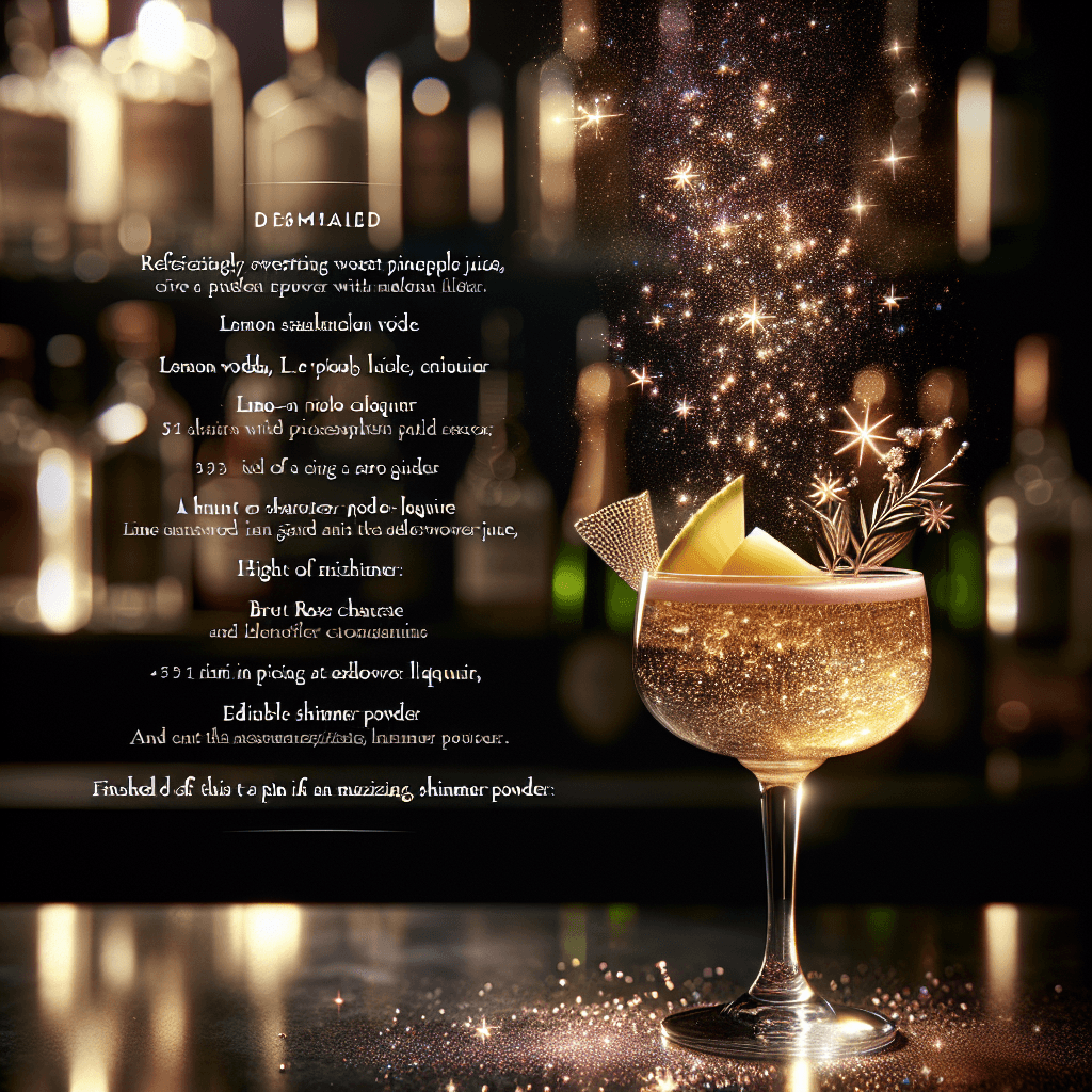 Tropical Stardust Fizz, Pineapple and floral cocktail with shimmering ...