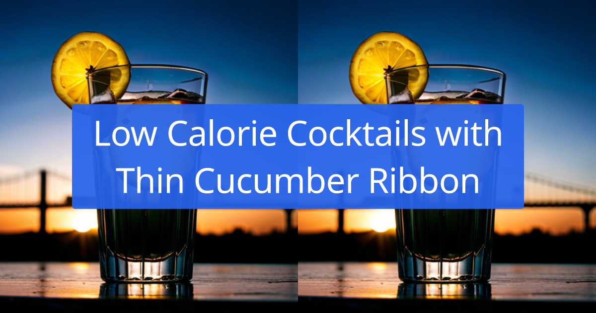 Low Calorie Cocktail Recipes with Thin Cucumber Ribbon created by AI