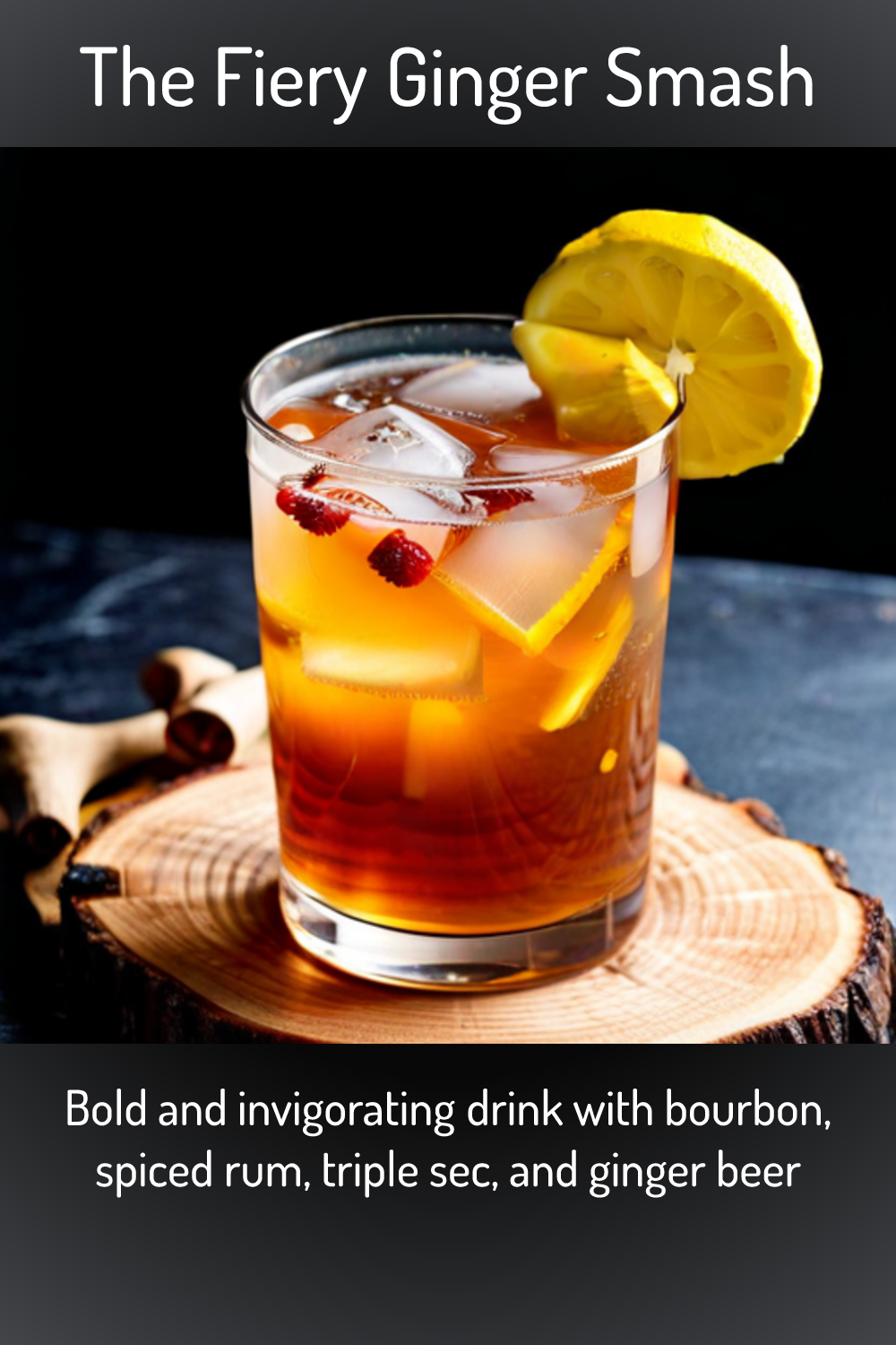 The Fiery Ginger Smash, Bold and invigorating drink with bourbon