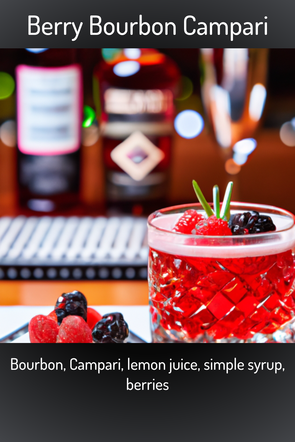 Berry Bourbon Campari, Bourbon, Campari, lemon juice, simple syrup, berries