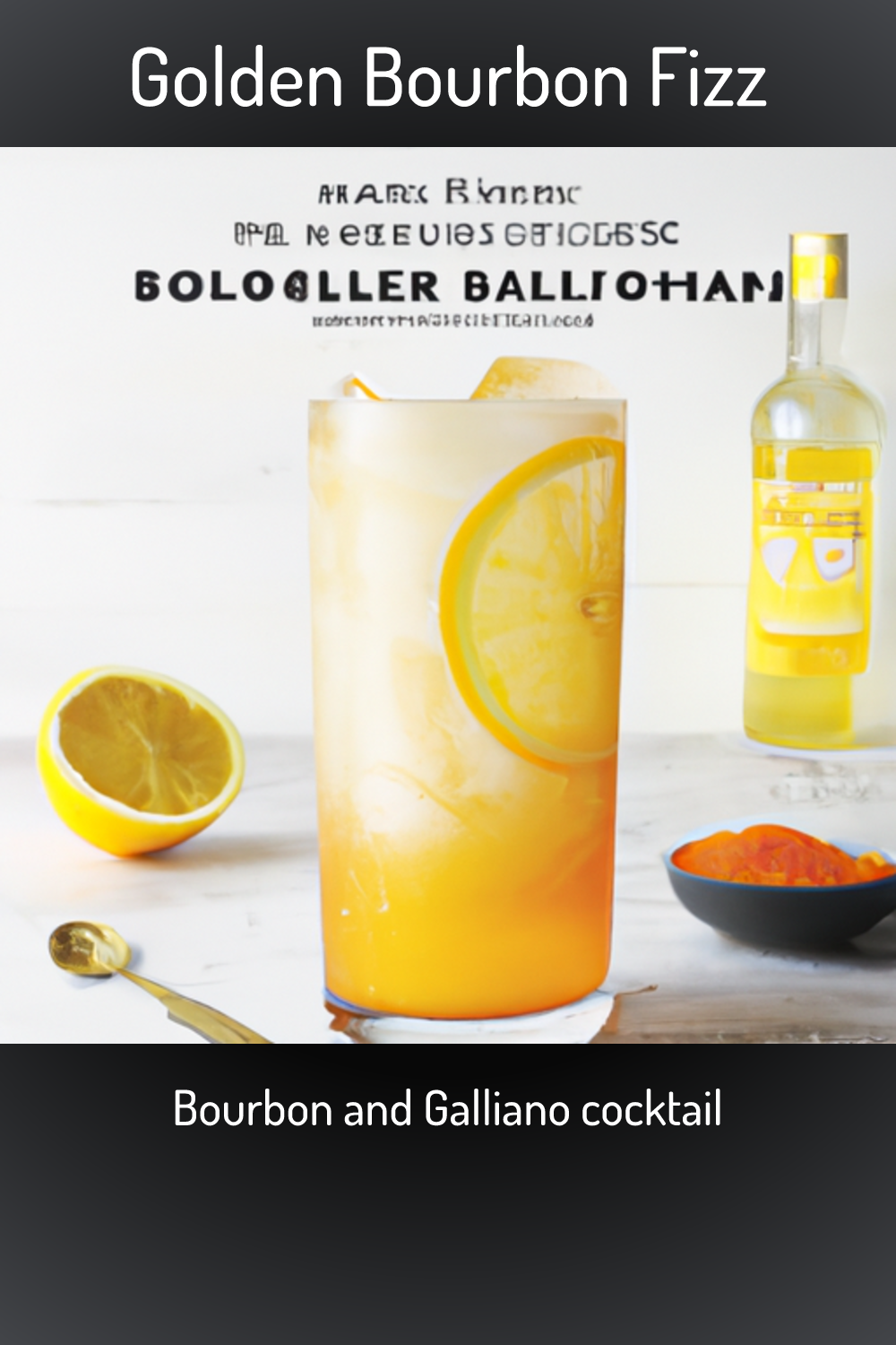 Golden Bourbon Fizz, Bourbon and Galliano cocktail