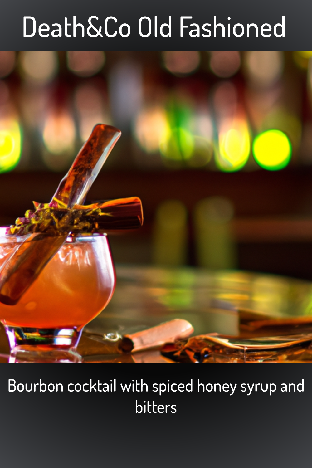 Death&Co Old Fashioned, Bourbon cocktail with spiced honey syrup and