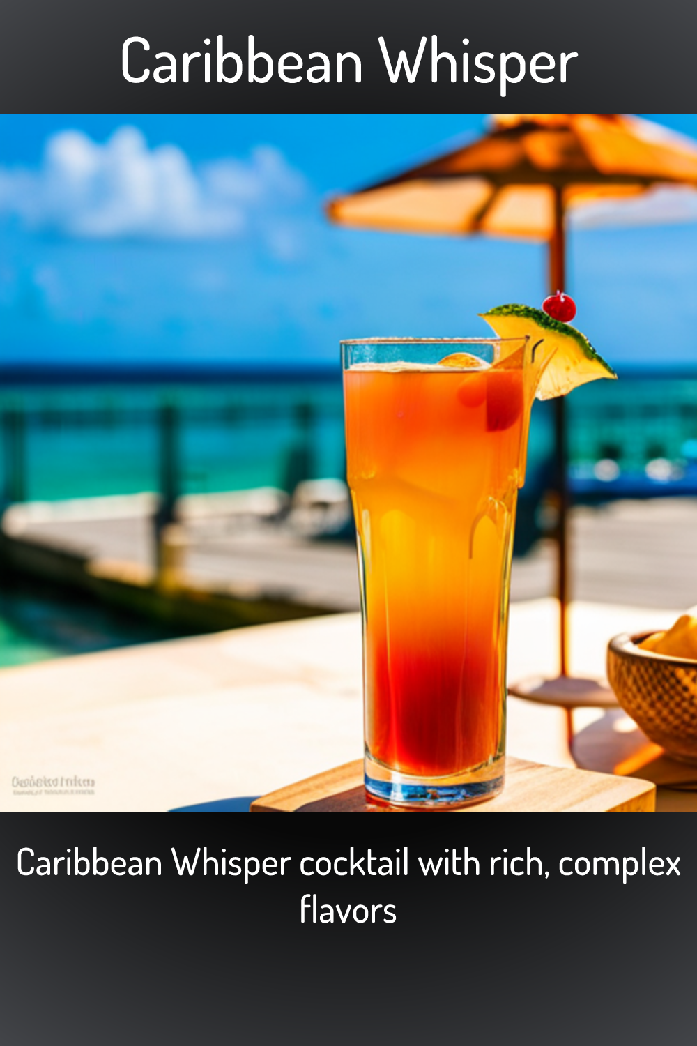 Caribbean Whisper, Caribbean Whisper cocktail with rich, complex flavors