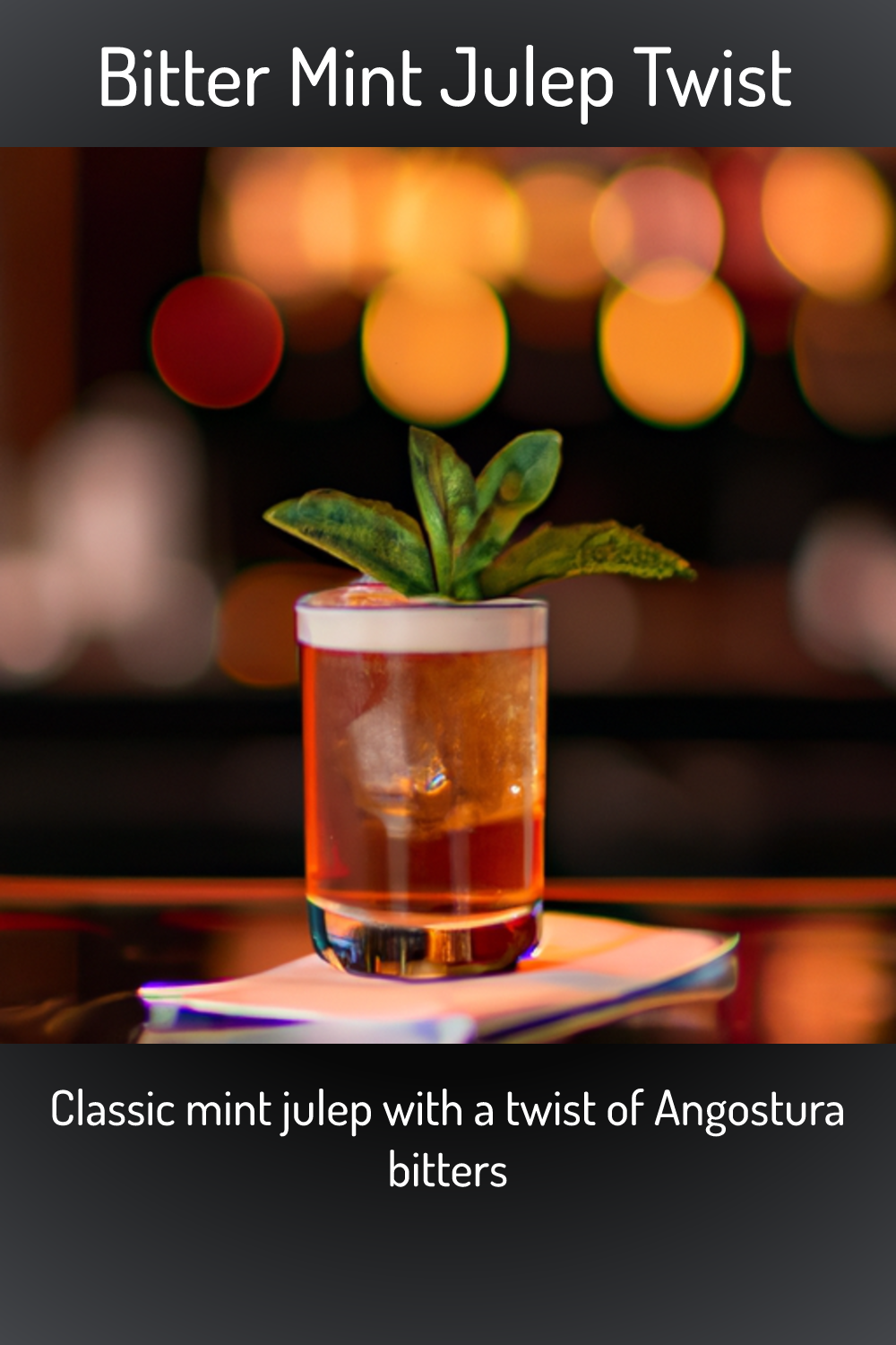 Bitter Mint Julep Twist, Classic mint julep with a twist of Angostura
