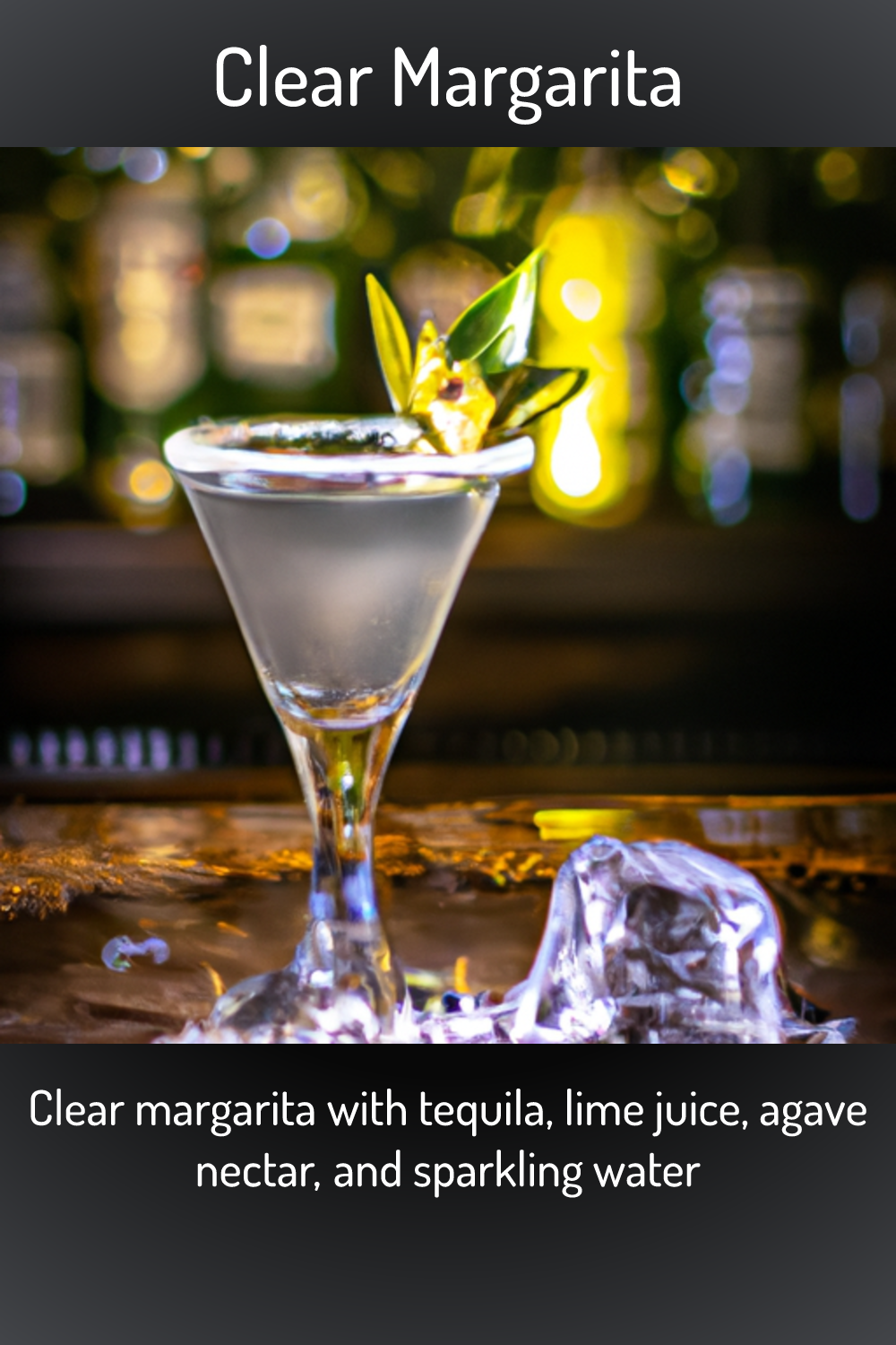Clear Margarita, Clear margarita with tequila, lime juice, agave nectar