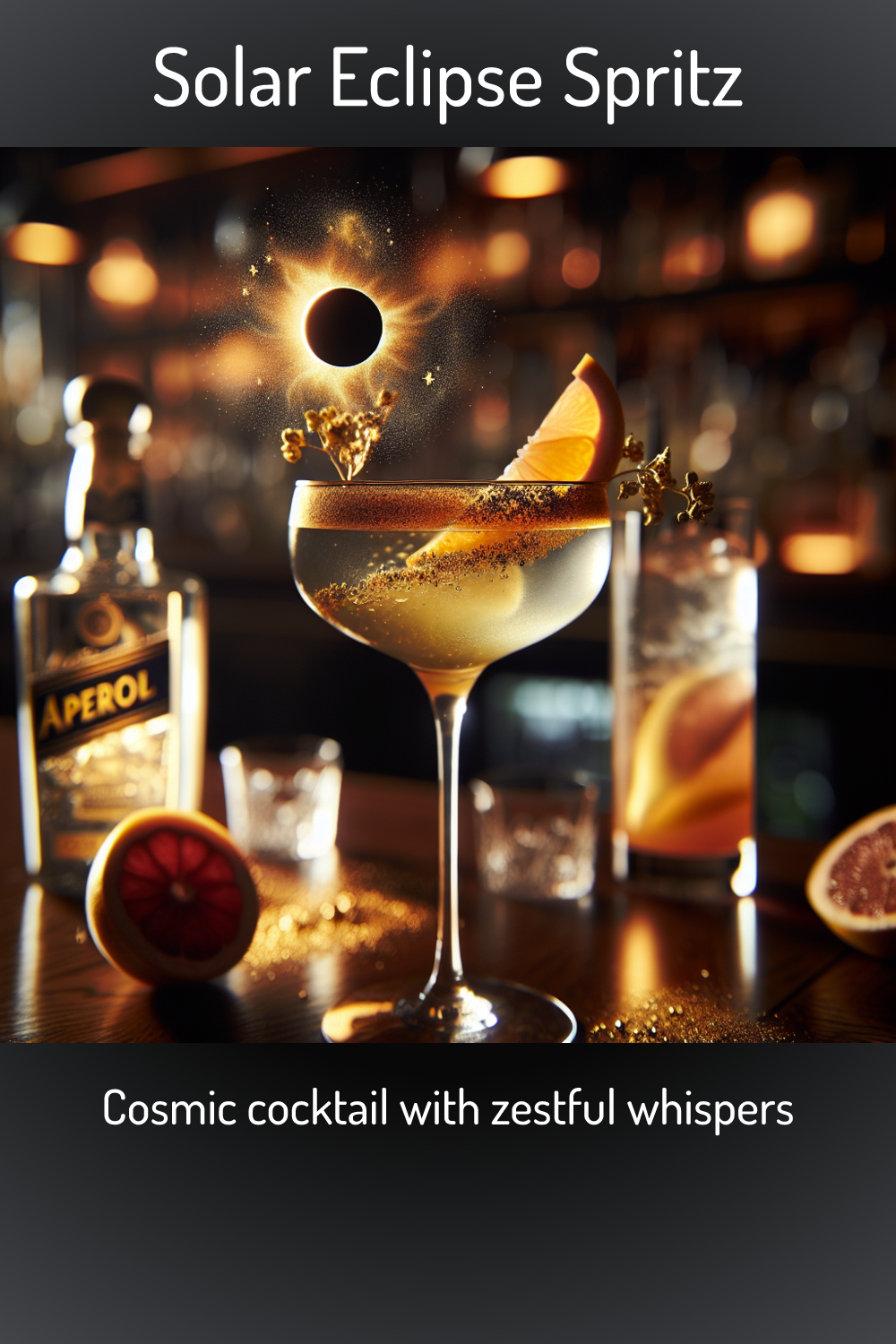 Solar Eclipse Spritz, Cosmic cocktail with zestful whispers