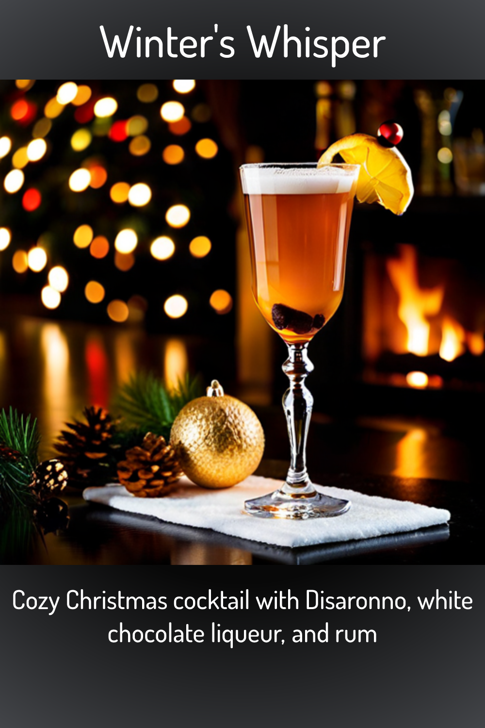 Winter's Whisper, Cozy Christmas cocktail with Disaronno, white