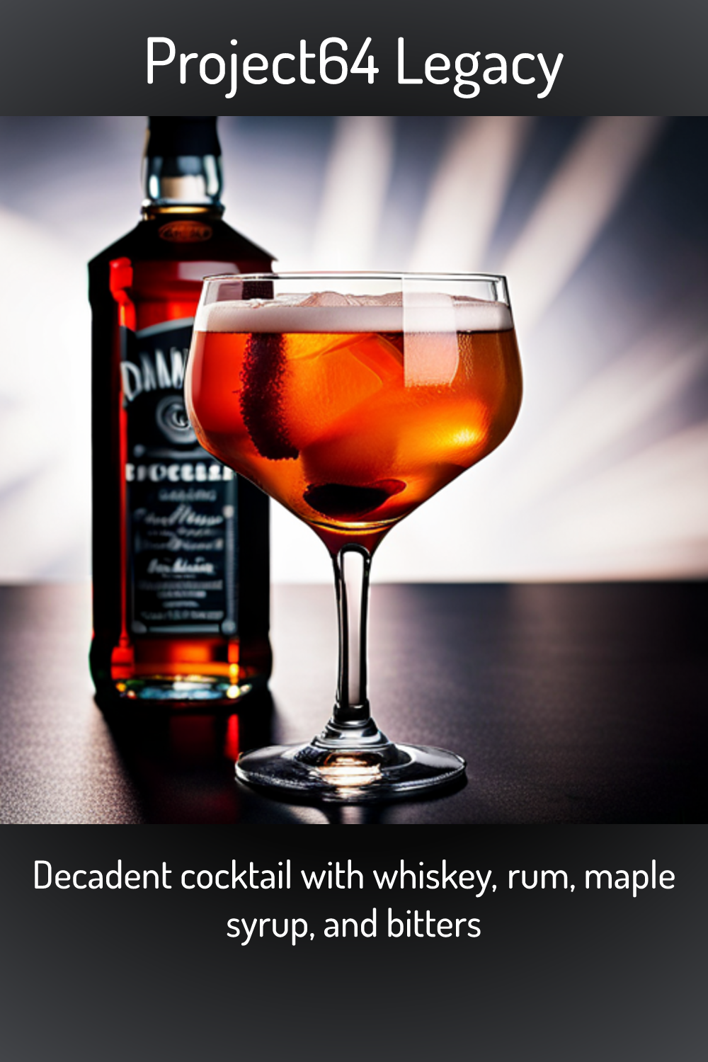 Project64 Legacy, Decadent cocktail with whiskey, rum, maple syrup, and