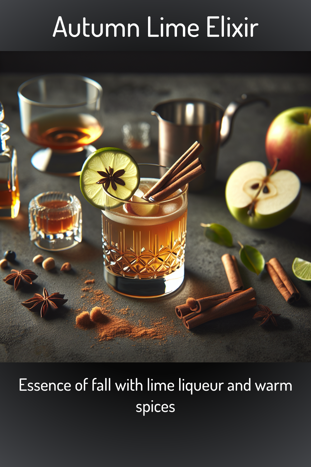 Autumn Lime Elixir, Essence of fall with lime liqueur and warm spices