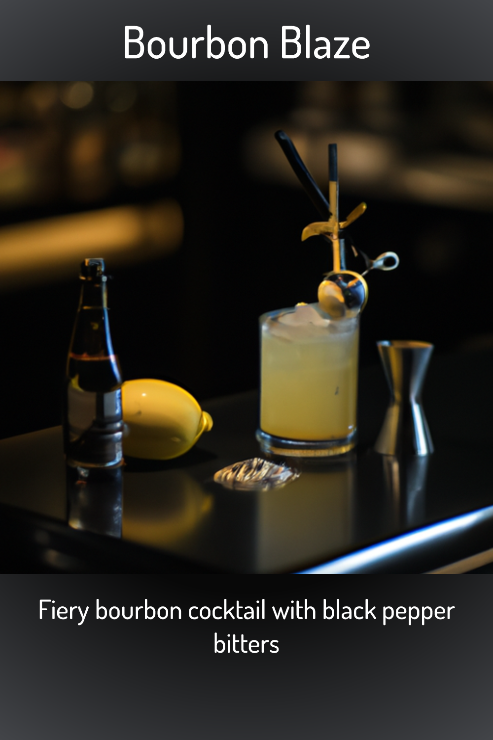 Bourbon Blaze, Fiery bourbon cocktail with black pepper bitters