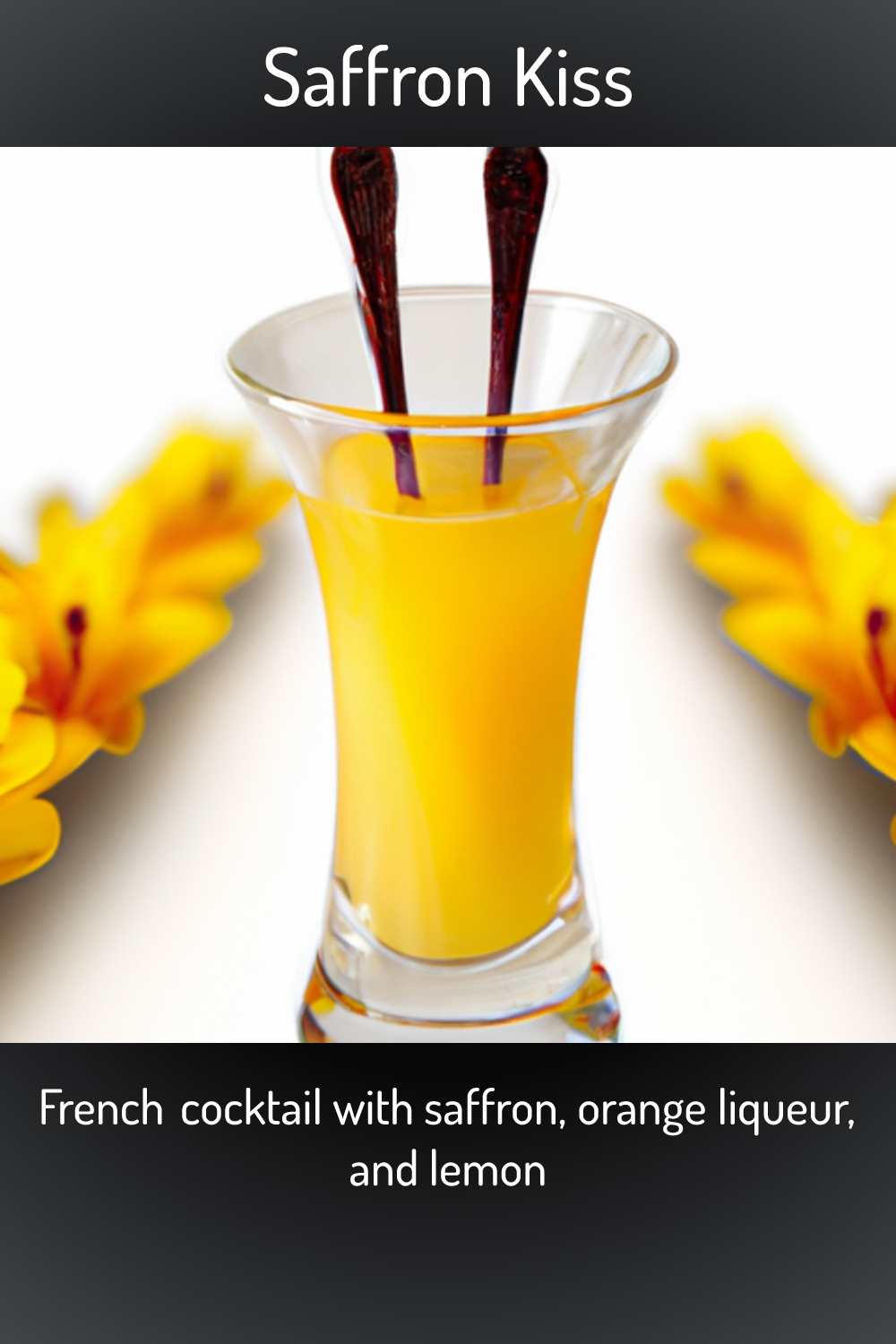 Saffron Kiss, French cocktail with saffron, orange liqueur, and lemon