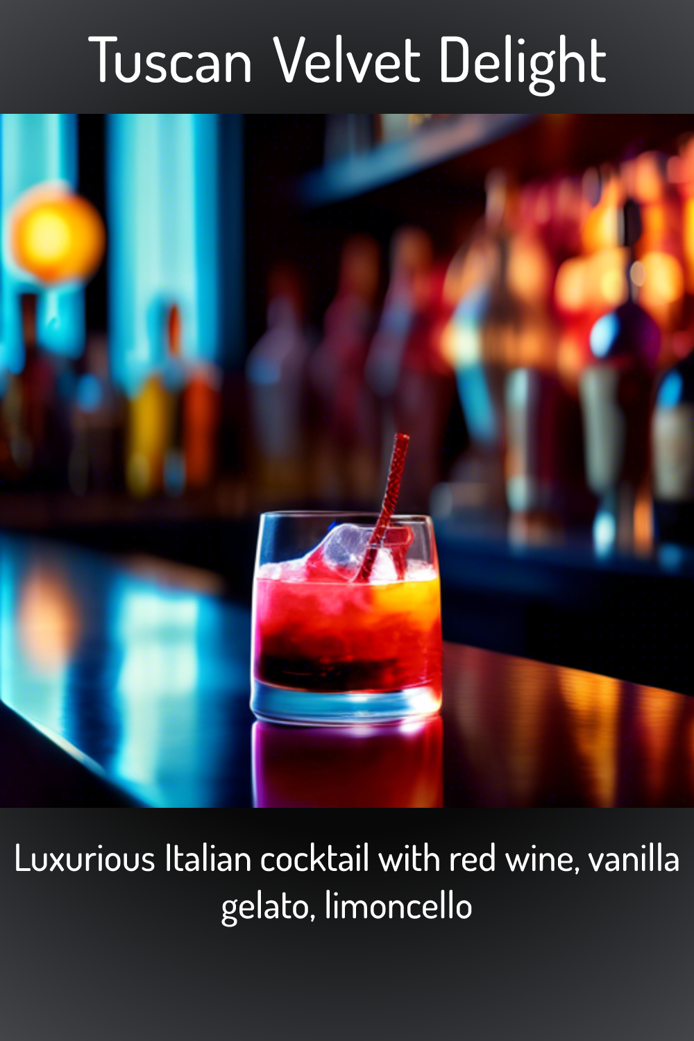 Tuscan Velvet Delight, Luxurious Italian cocktail with red wine
