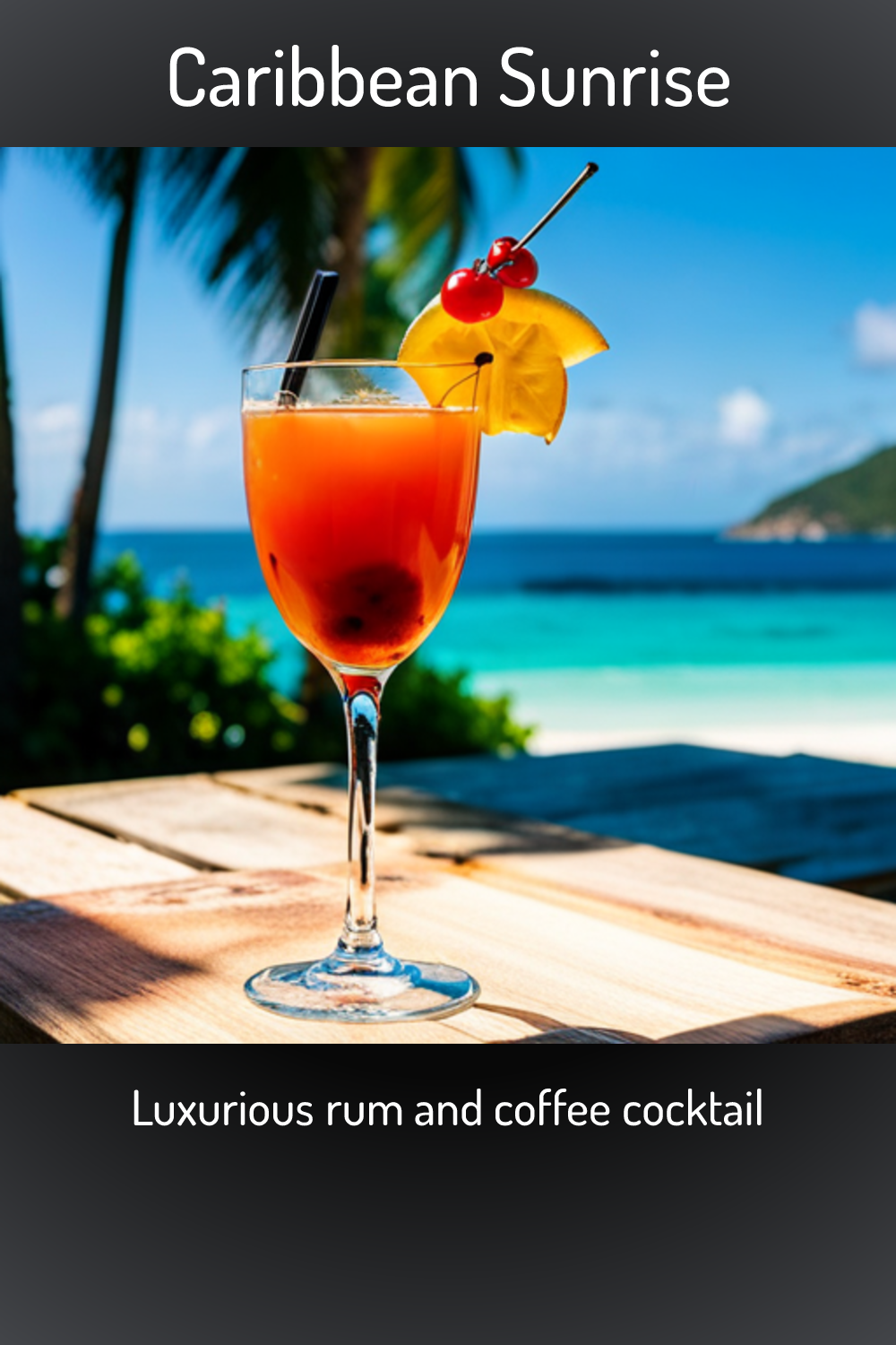 Caribbean Sunrise, Luxurious rum and coffee cocktail