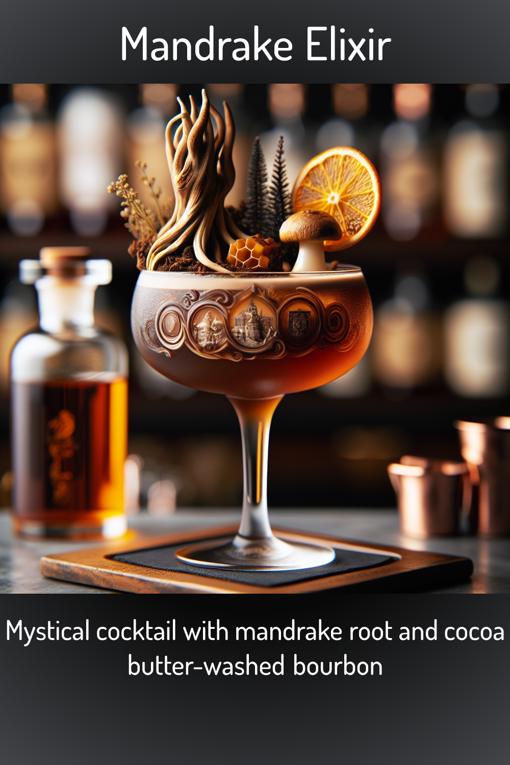 Mandrake Elixir, Mystical cocktail with mandrake root and cocoa butter