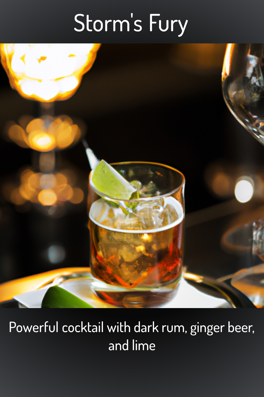 Storm's Fury, Powerful cocktail with dark rum, ginger beer, and lime