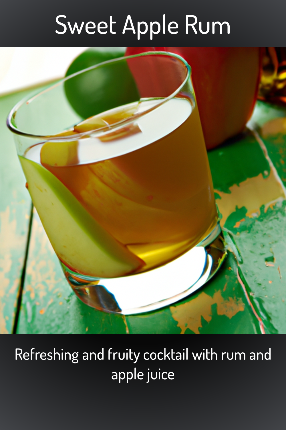 Sweet Apple Rum, Refreshing and fruity cocktail with rum and apple juice