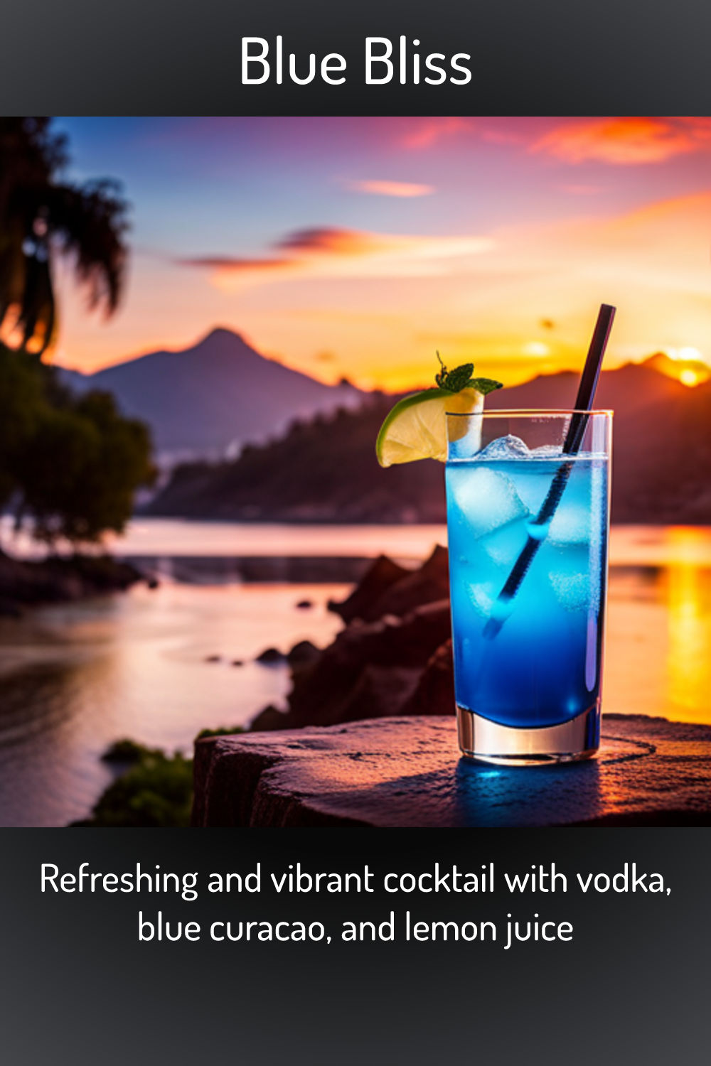 Blue Bliss, Refreshing and vibrant cocktail with vodka, blue curacao