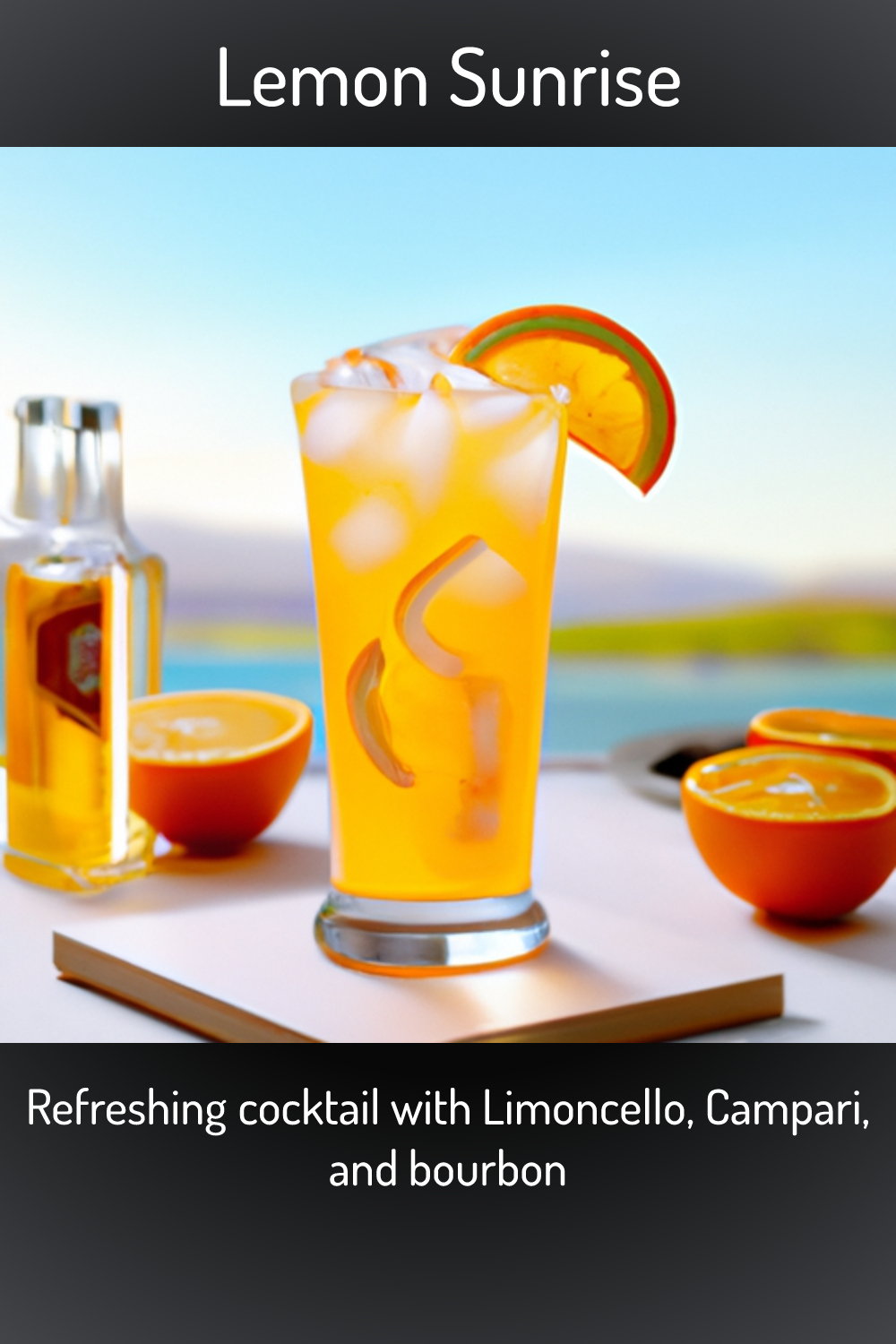 Lemon Sunrise, Refreshing cocktail with Limoncello, Campari, and bourbon