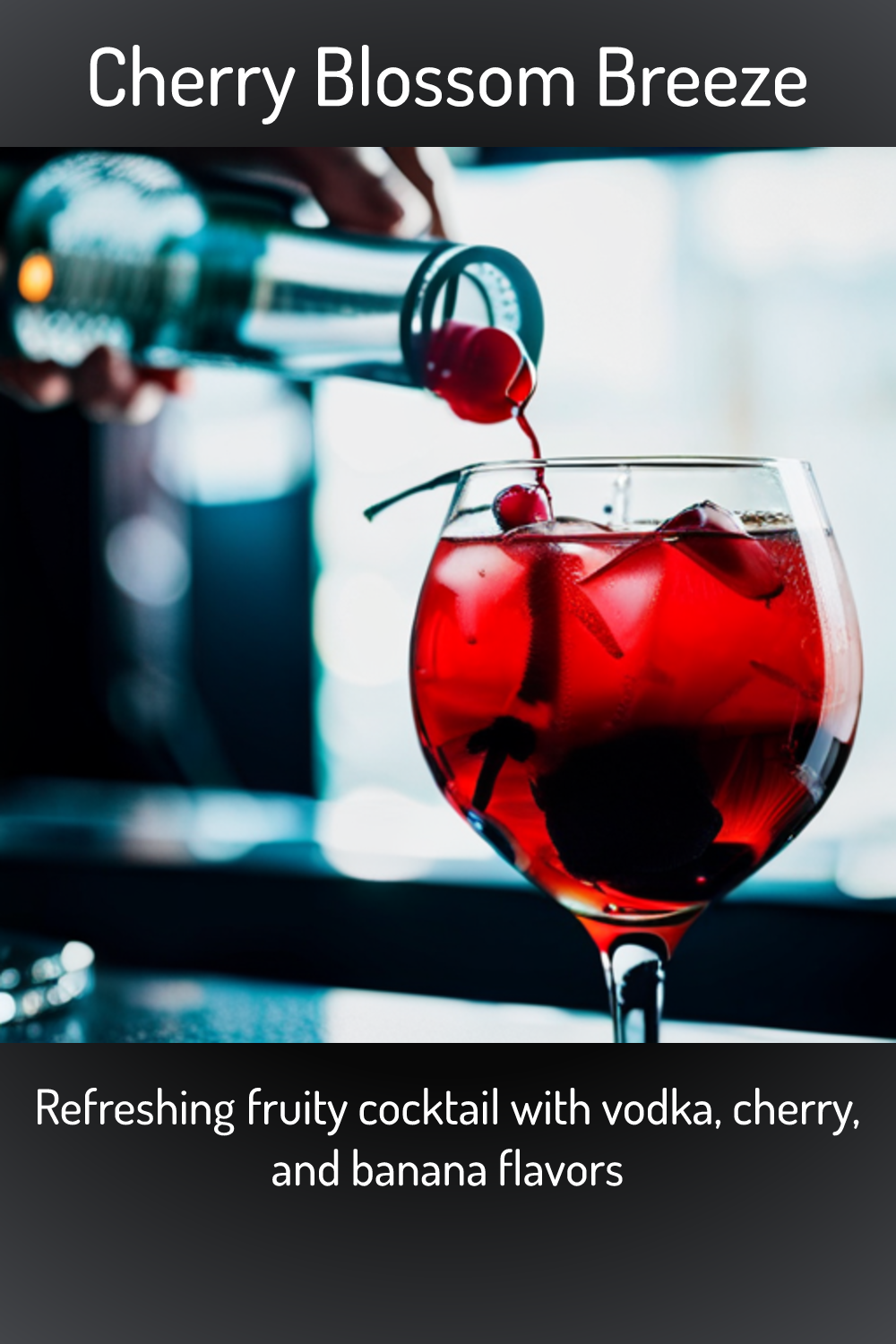 Cherry Blossom Breeze, Refreshing fruity cocktail with vodka, cherry