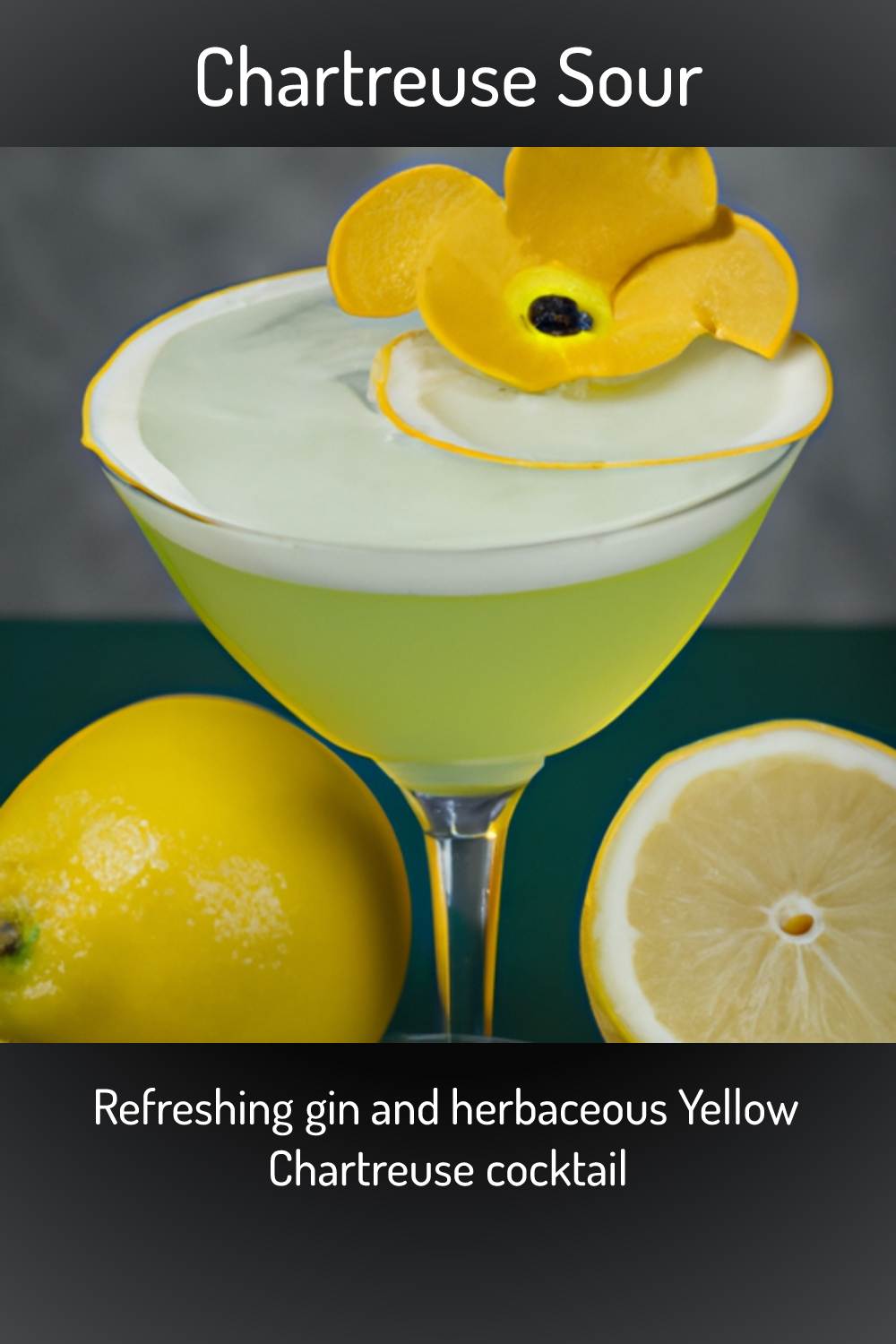 Chartreuse Sour, Refreshing gin and herbaceous Yellow Chartreuse cocktail
