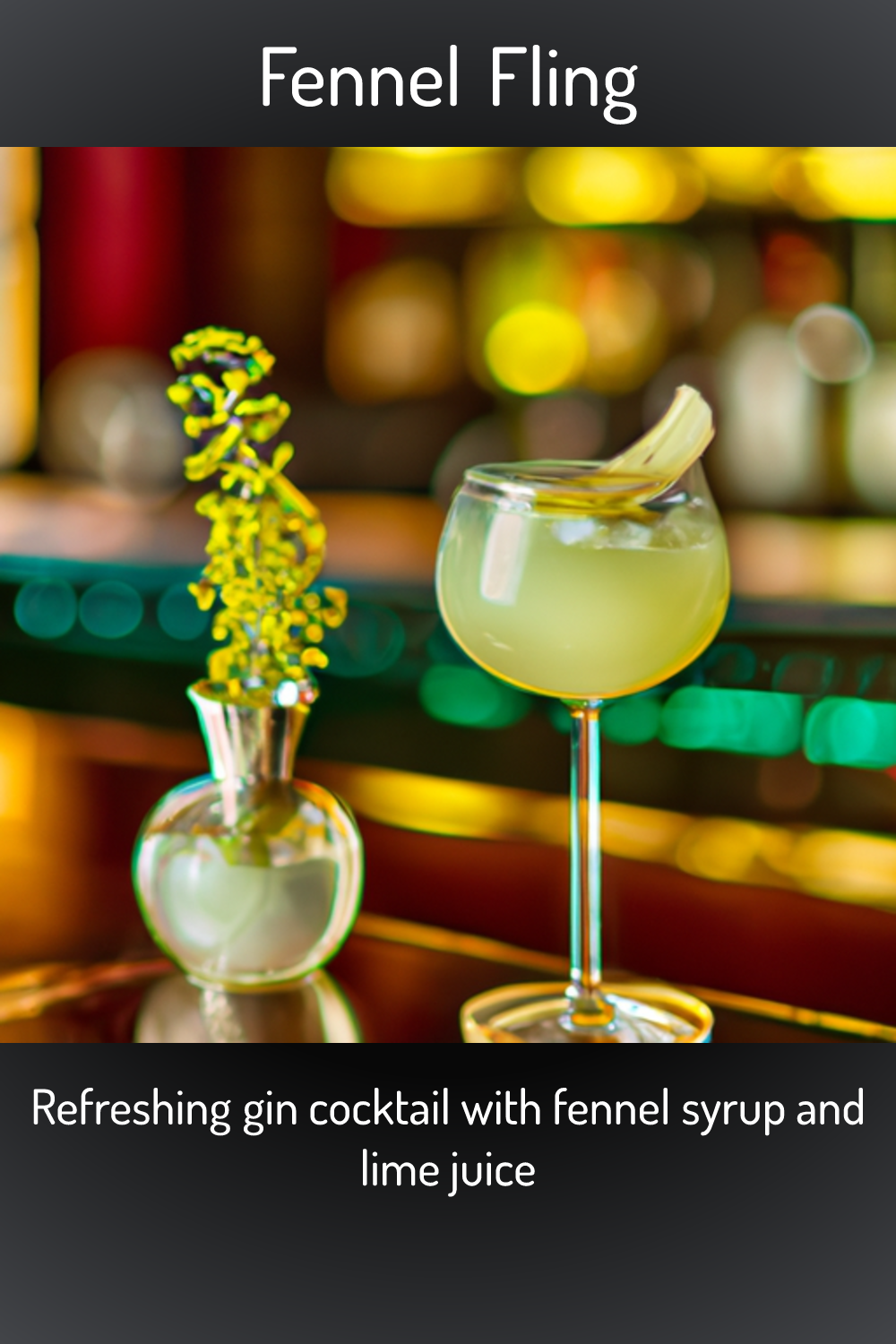 Fennel Fling, Refreshing gin cocktail with fennel syrup and lime juice