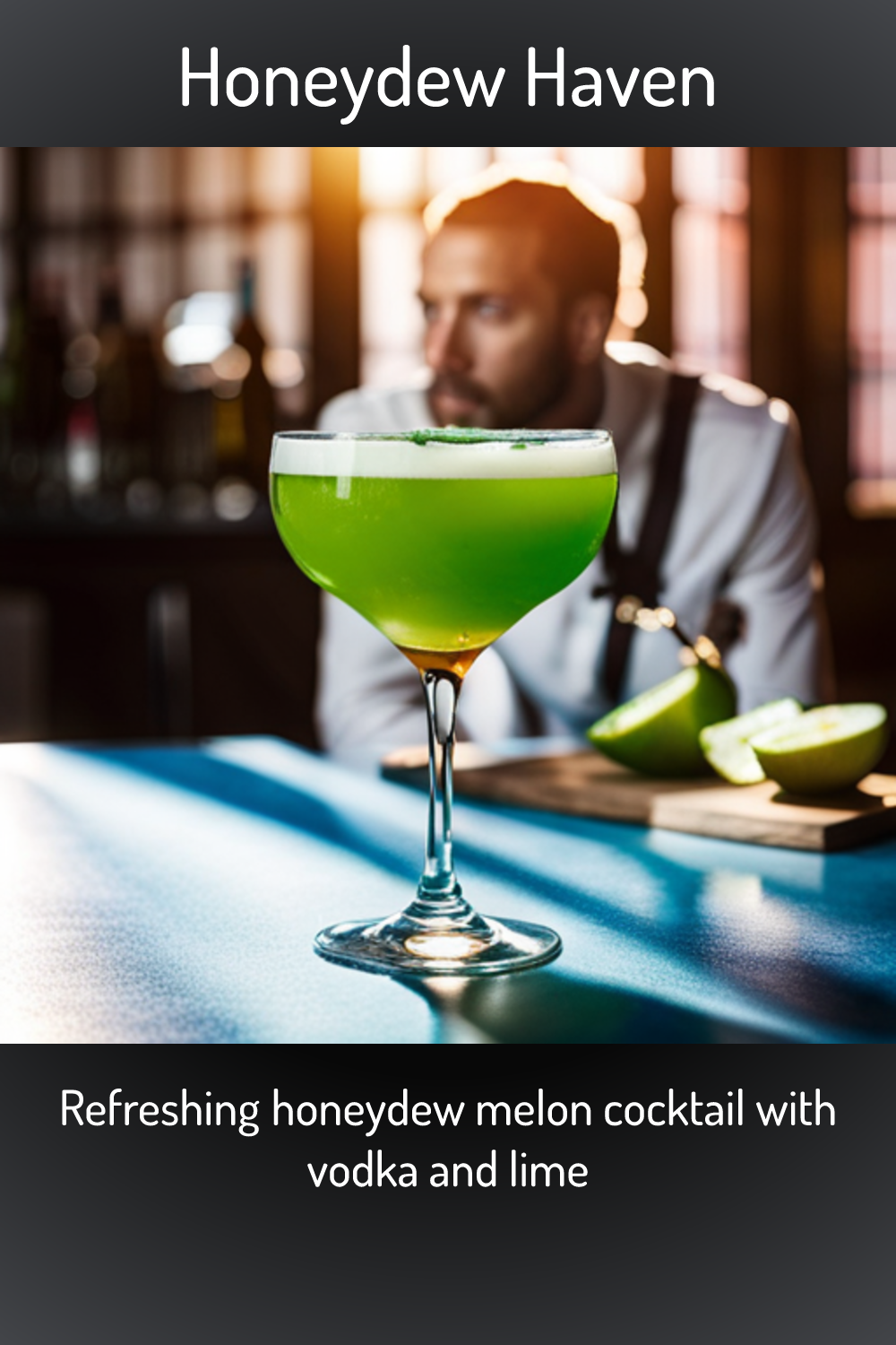 Honeydew Haven, Refreshing honeydew melon cocktail with vodka and lime