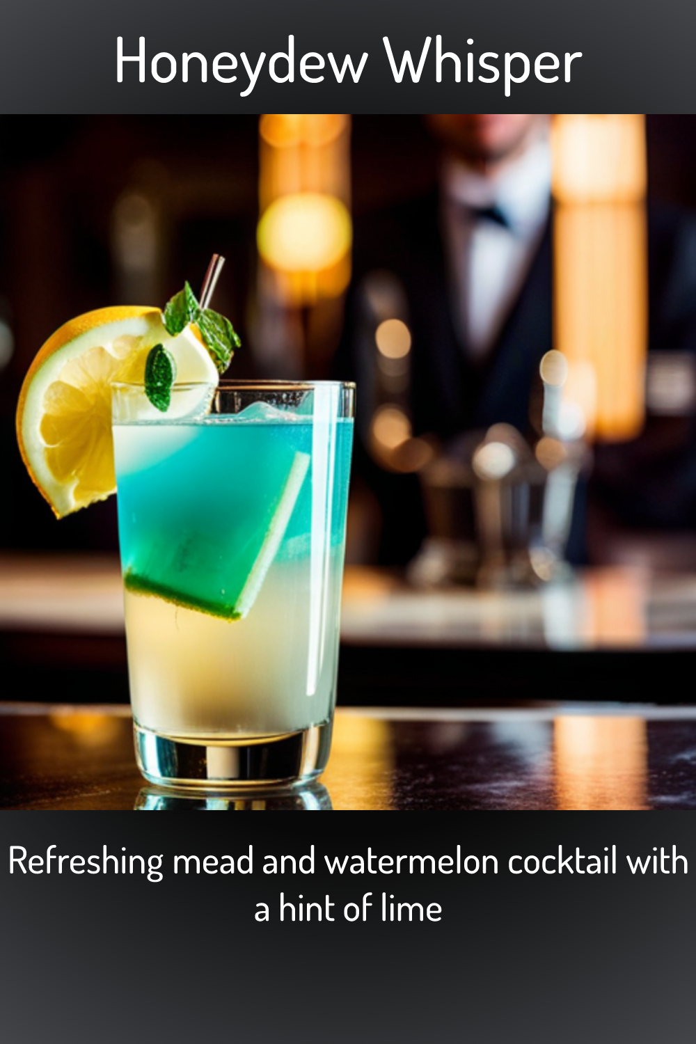 Honeydew Whisper, Refreshing mead and watermelon cocktail with a hint