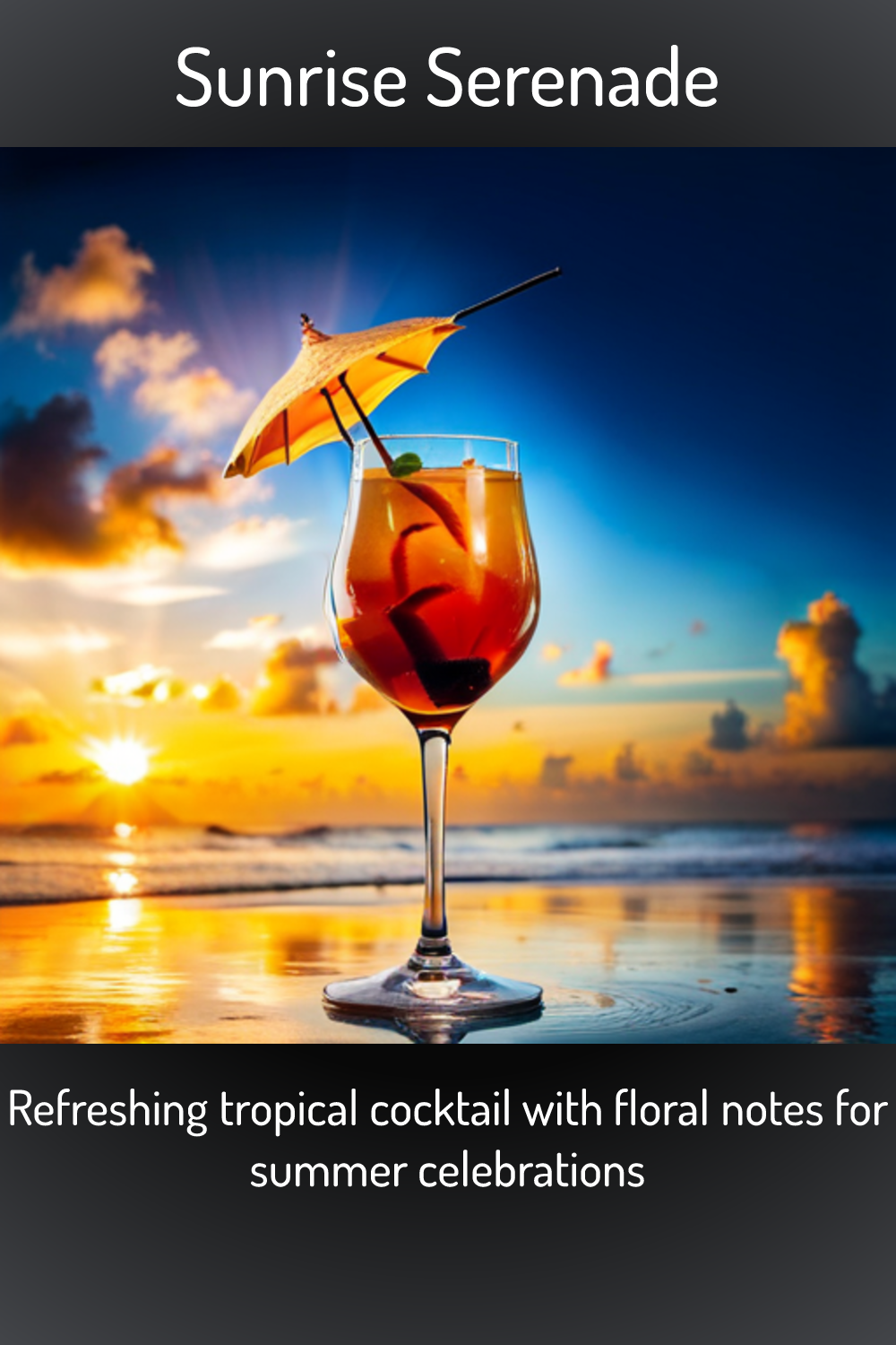 Sunrise Serenade, Refreshing tropical cocktail with floral notes for