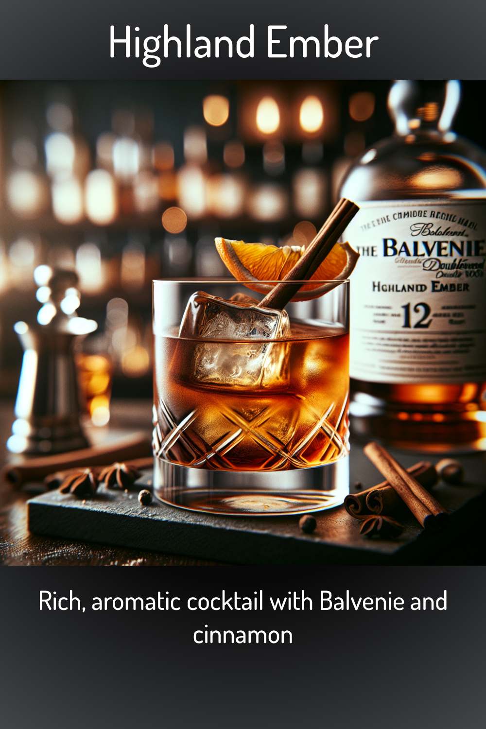 Highland Ember, Rich, aromatic cocktail with Balvenie and cinnamon