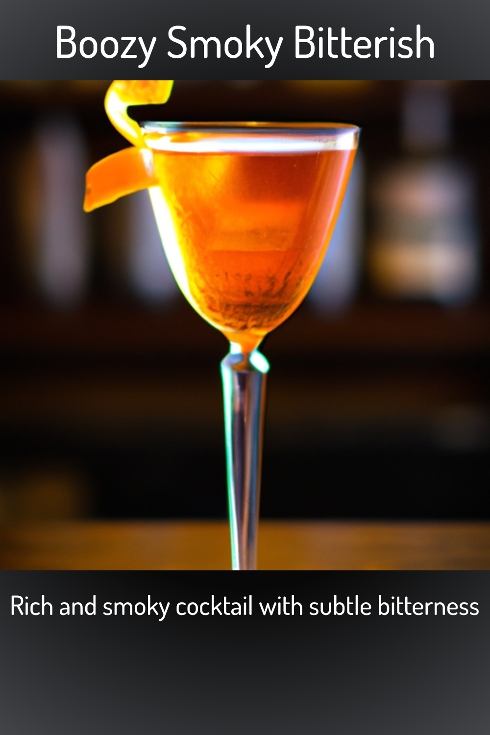 Boozy Smoky Bitterish, Rich and smoky cocktail with subtle bitterness
