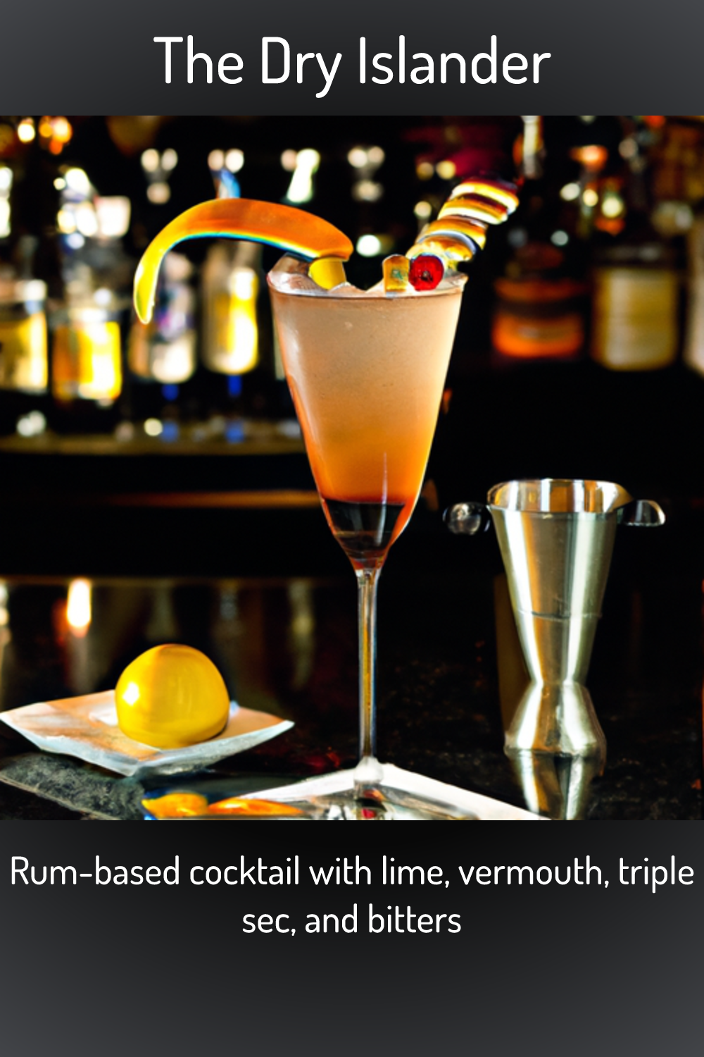 The Dry Islander, Rumbased cocktail with lime, vermouth, triple sec