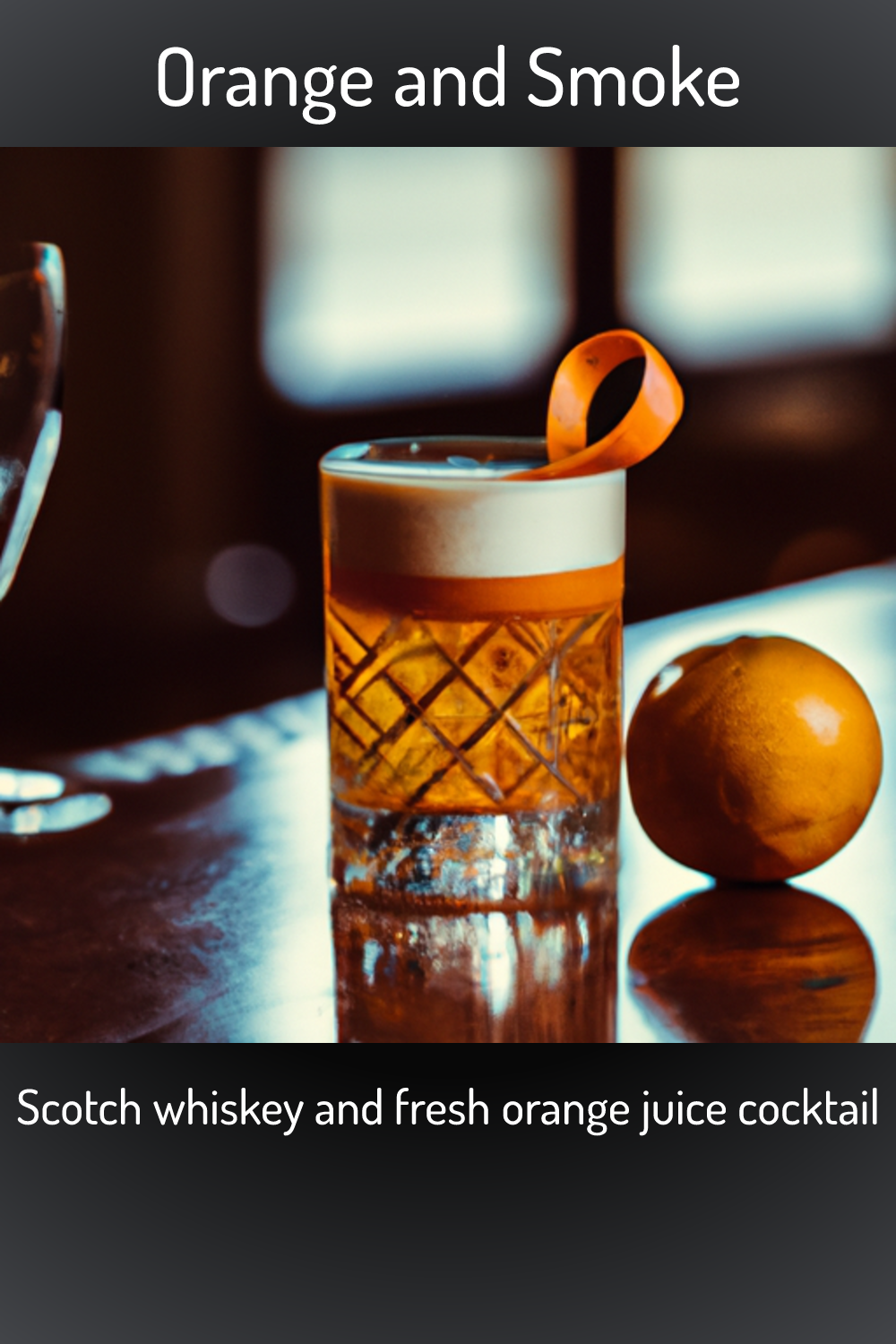 Orange and Smoke, Scotch whiskey and fresh orange juice cocktail