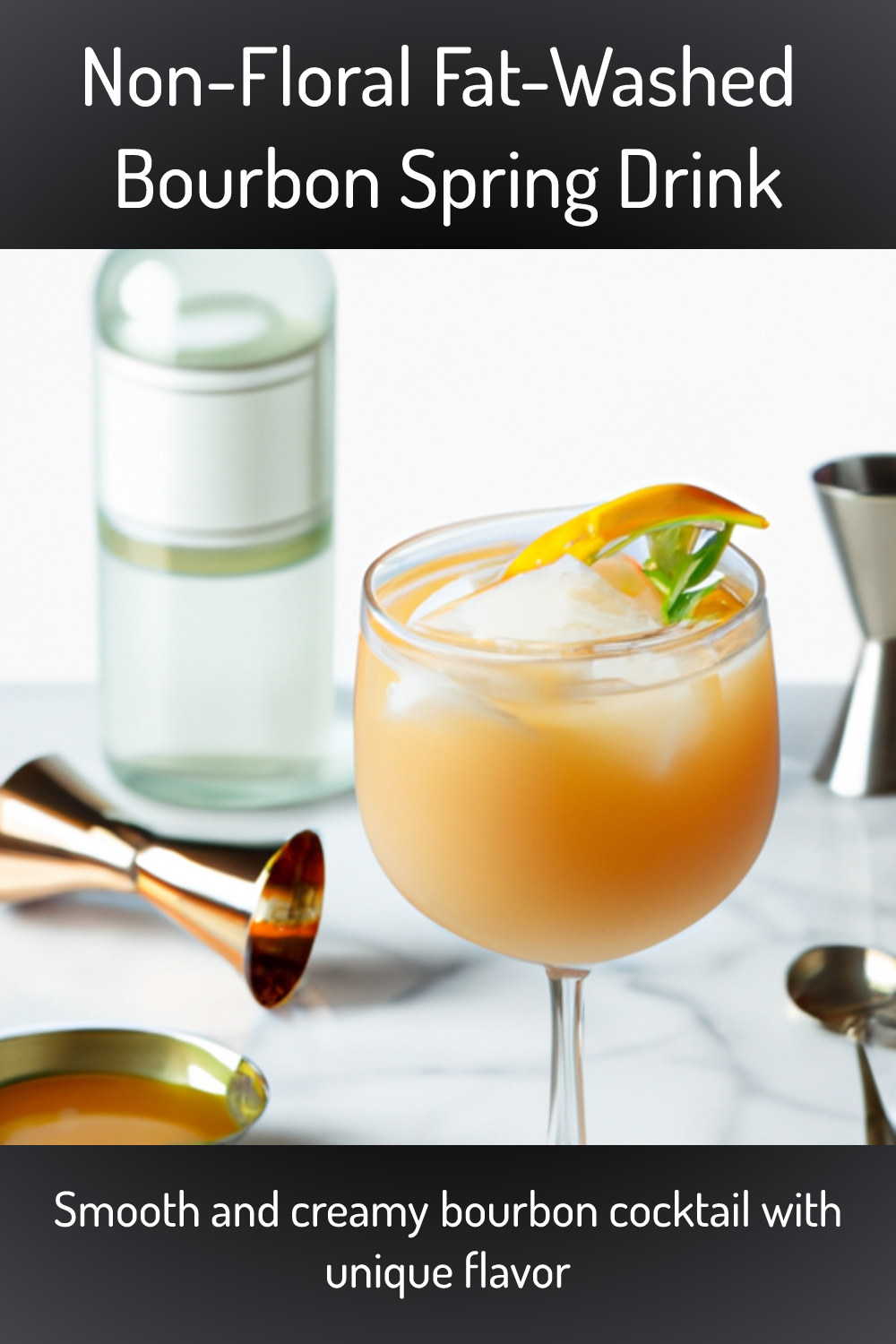 NonFloral FatWashed Bourbon Spring Drink, Smooth and creamy bourbon cocktail with unique flavor