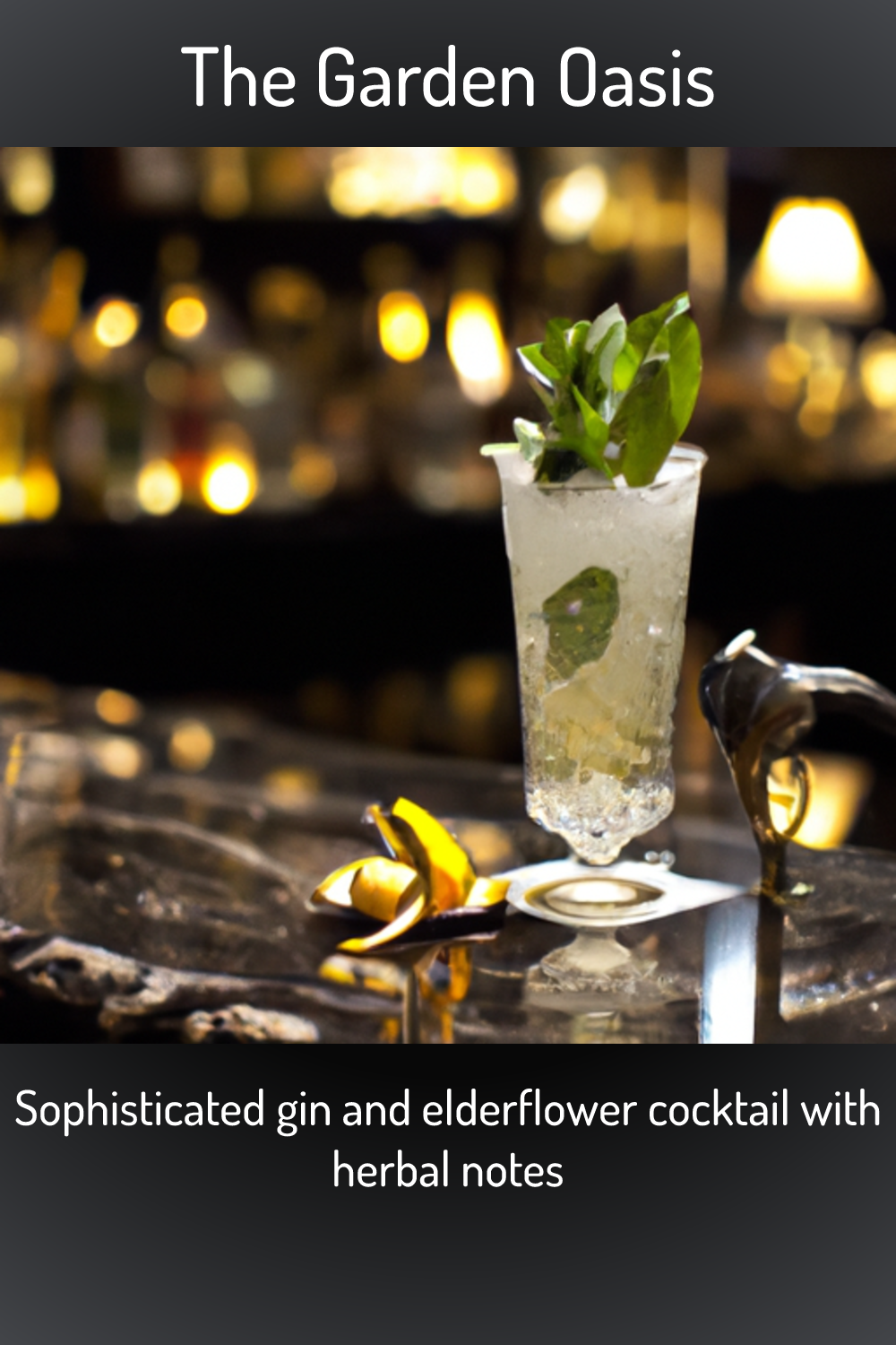 The Garden Oasis, Sophisticated gin and elderflower cocktail with