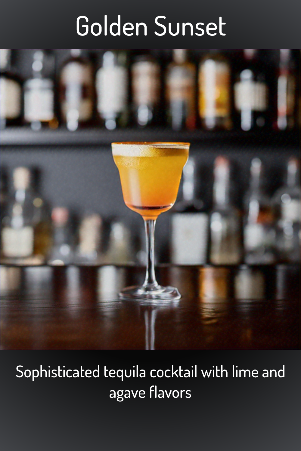 Golden Sunset, Sophisticated tequila cocktail with lime and agave flavors