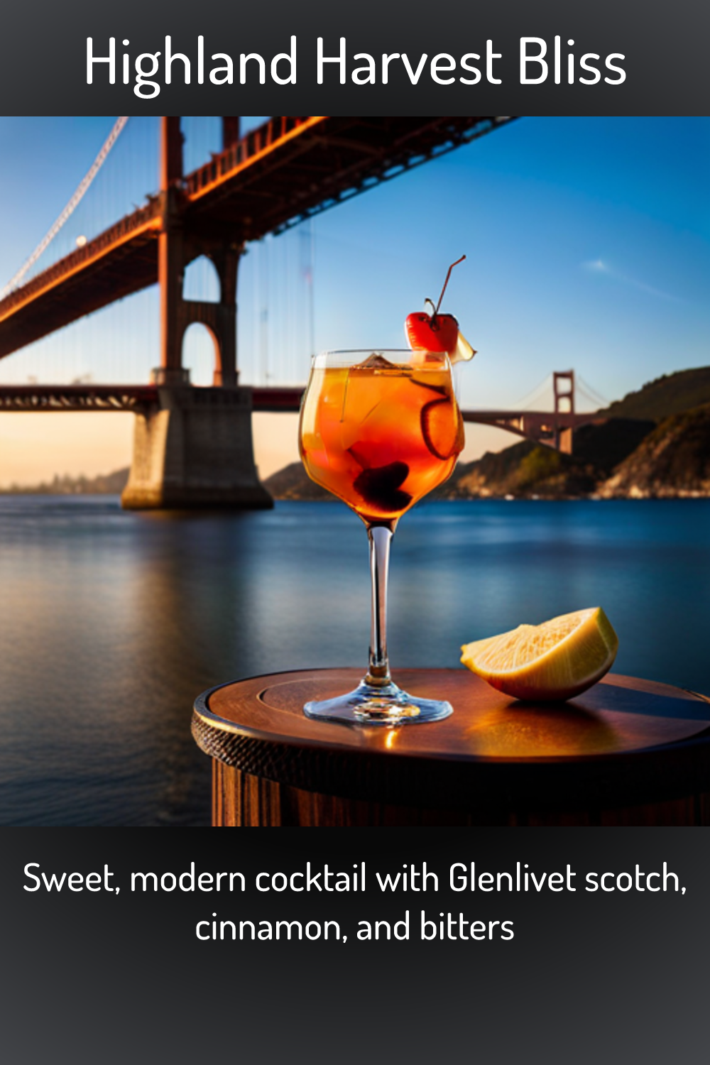 Highland Harvest Bliss, Sweet, modern cocktail with Glenlivet scotch