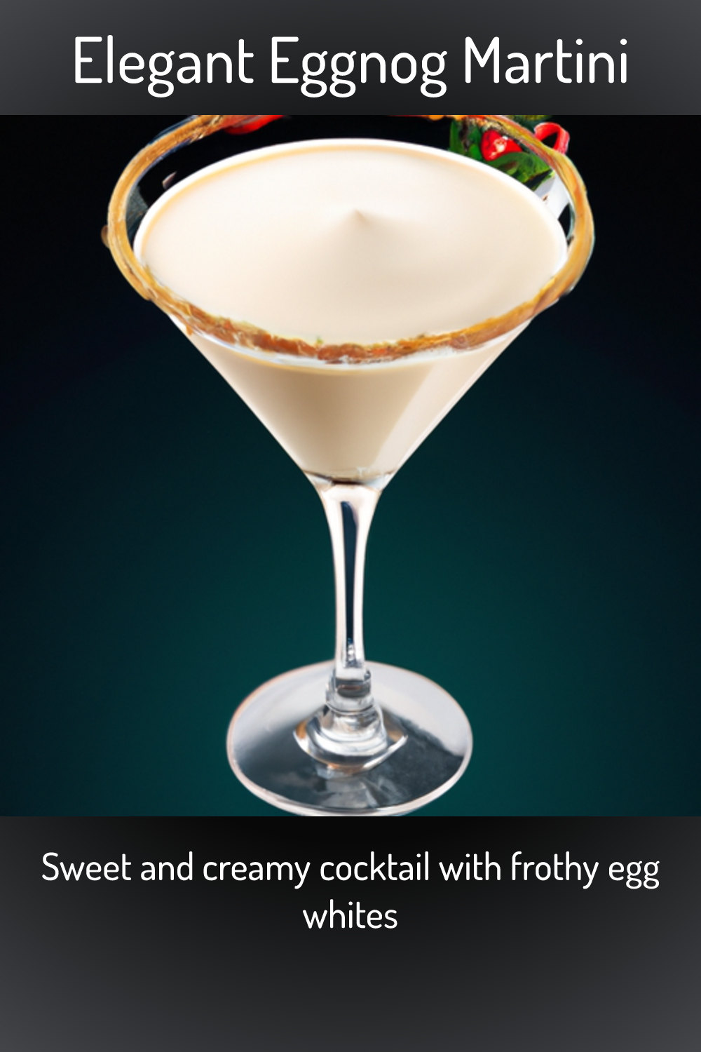 Elegant Eggnog Martini, Sweet and creamy cocktail with frothy egg whites