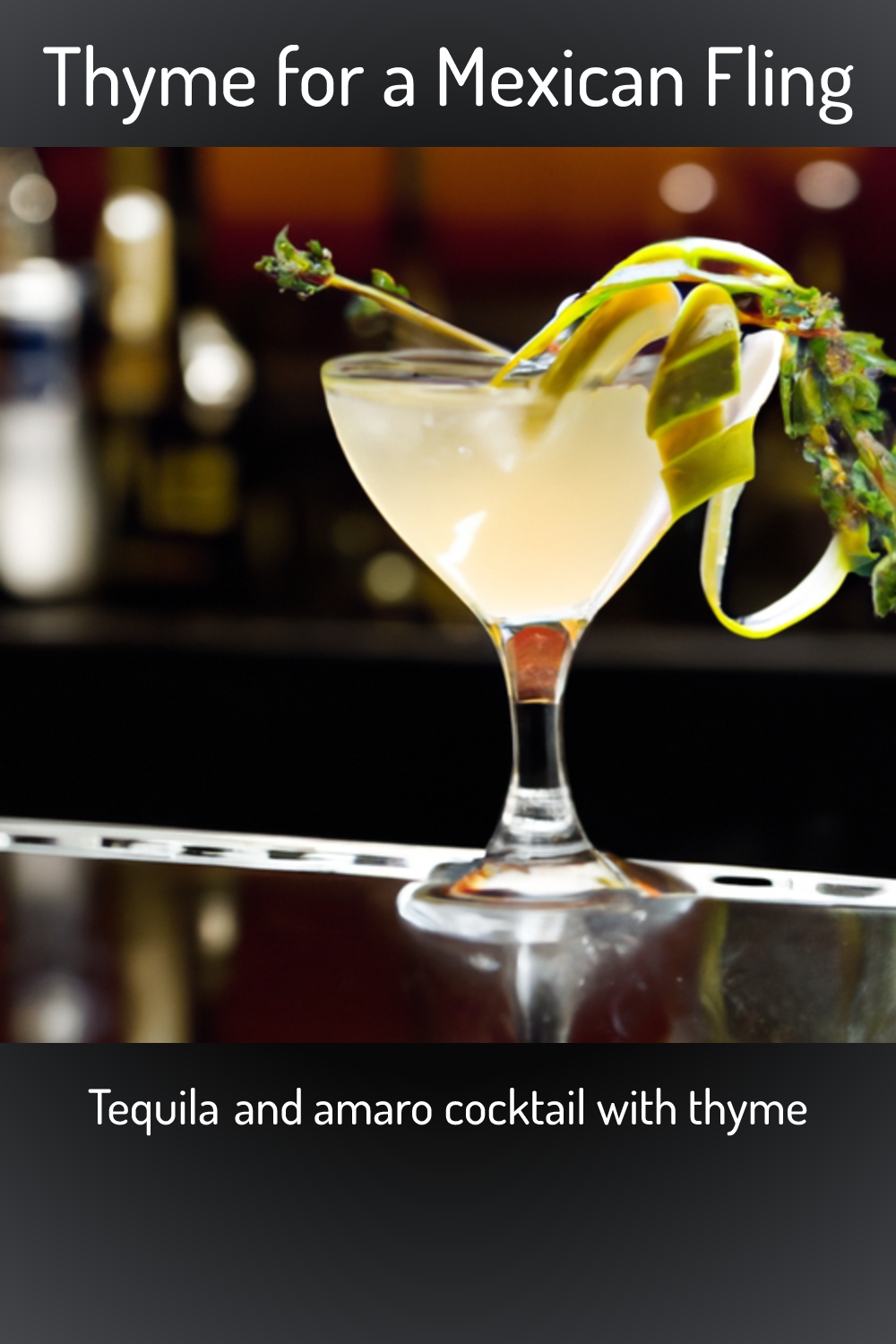 Thyme for a Mexican Fling, Tequila and amaro cocktail with thyme