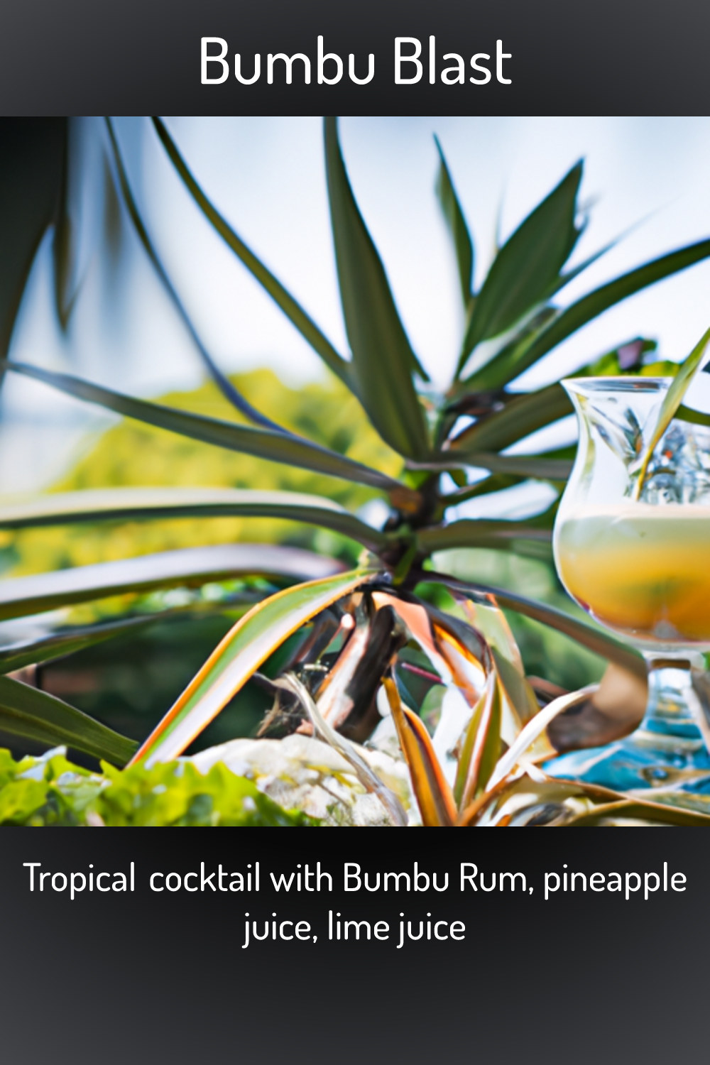 Bumbu Blast, Tropical cocktail with Bumbu Rum, pineapple juice, lime juice