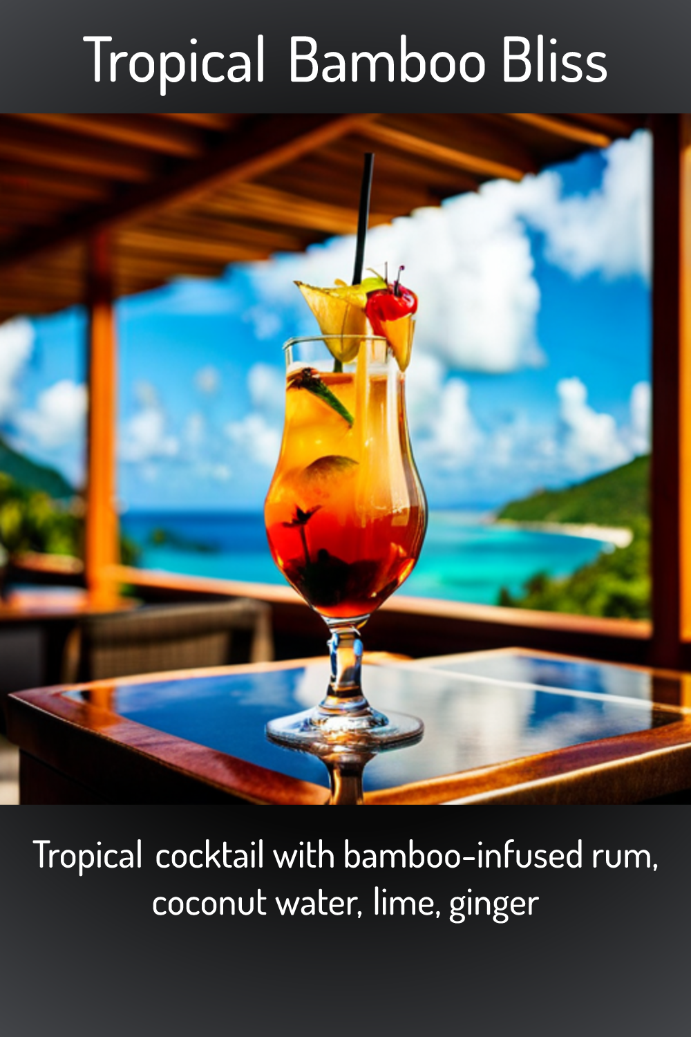 Tropical Bamboo Bliss, Tropical cocktail with bambooinfused rum