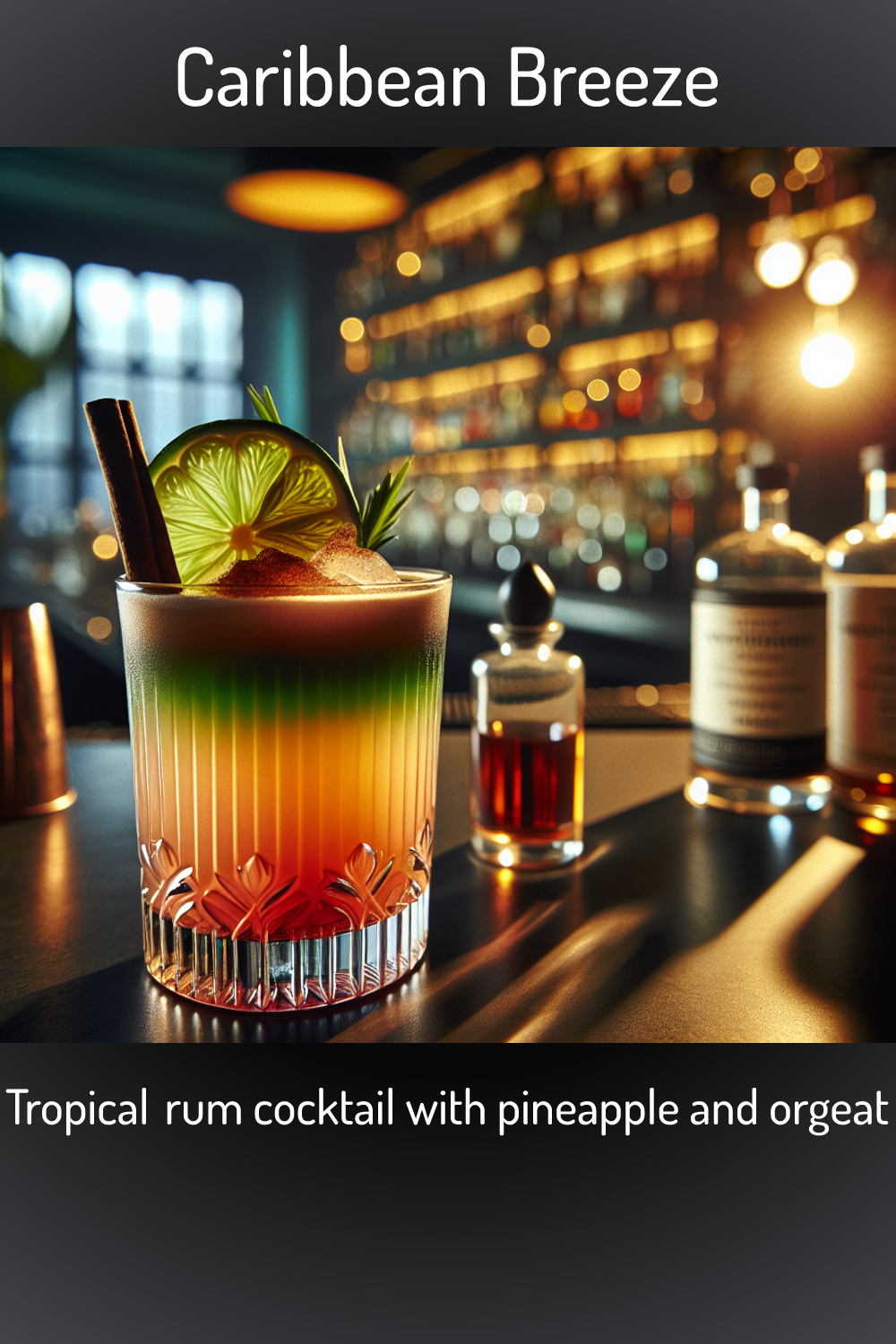 Caribbean Breeze, Tropical rum cocktail with pineapple and orgeat