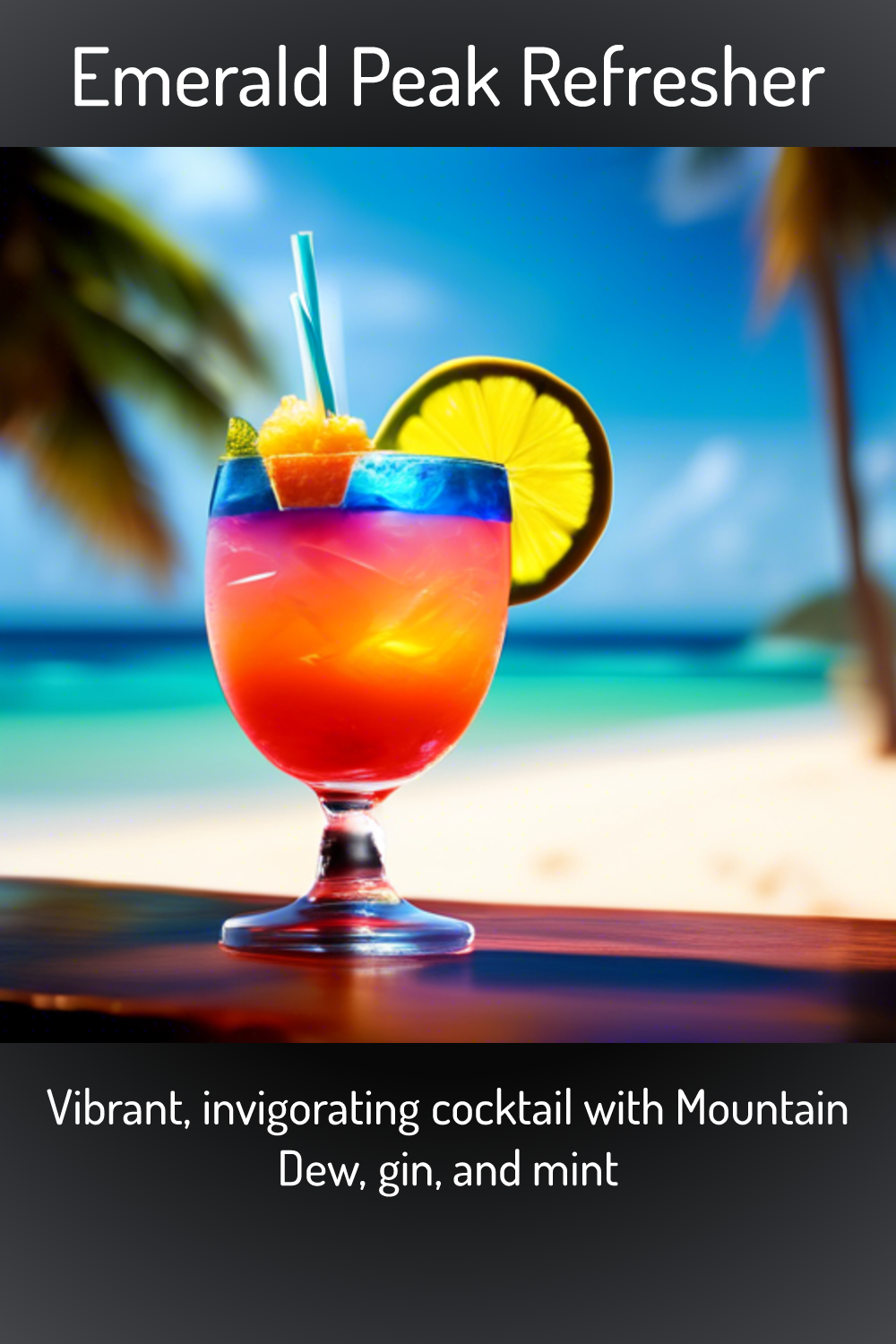 Emerald Peak Refresher, Vibrant, invigorating cocktail with Mountain