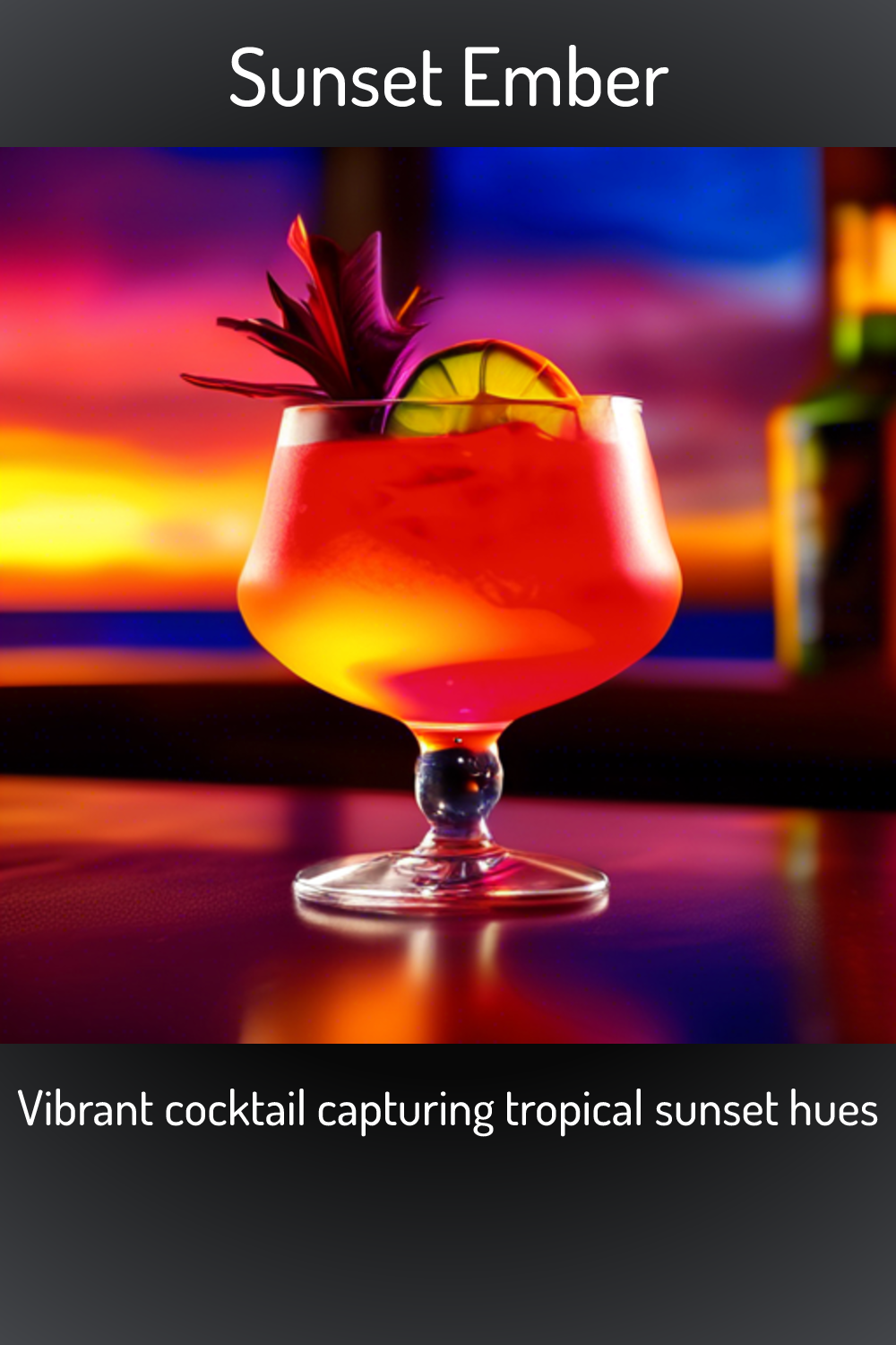 Sunset Ember, Vibrant cocktail capturing tropical sunset hues